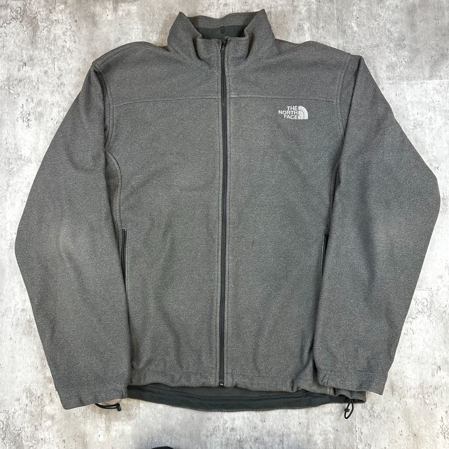 The North Face Mens Zip-Up Fleece Jacket L/G Gray Full-Zip Outdoor Layer Warm Coat Lightweight