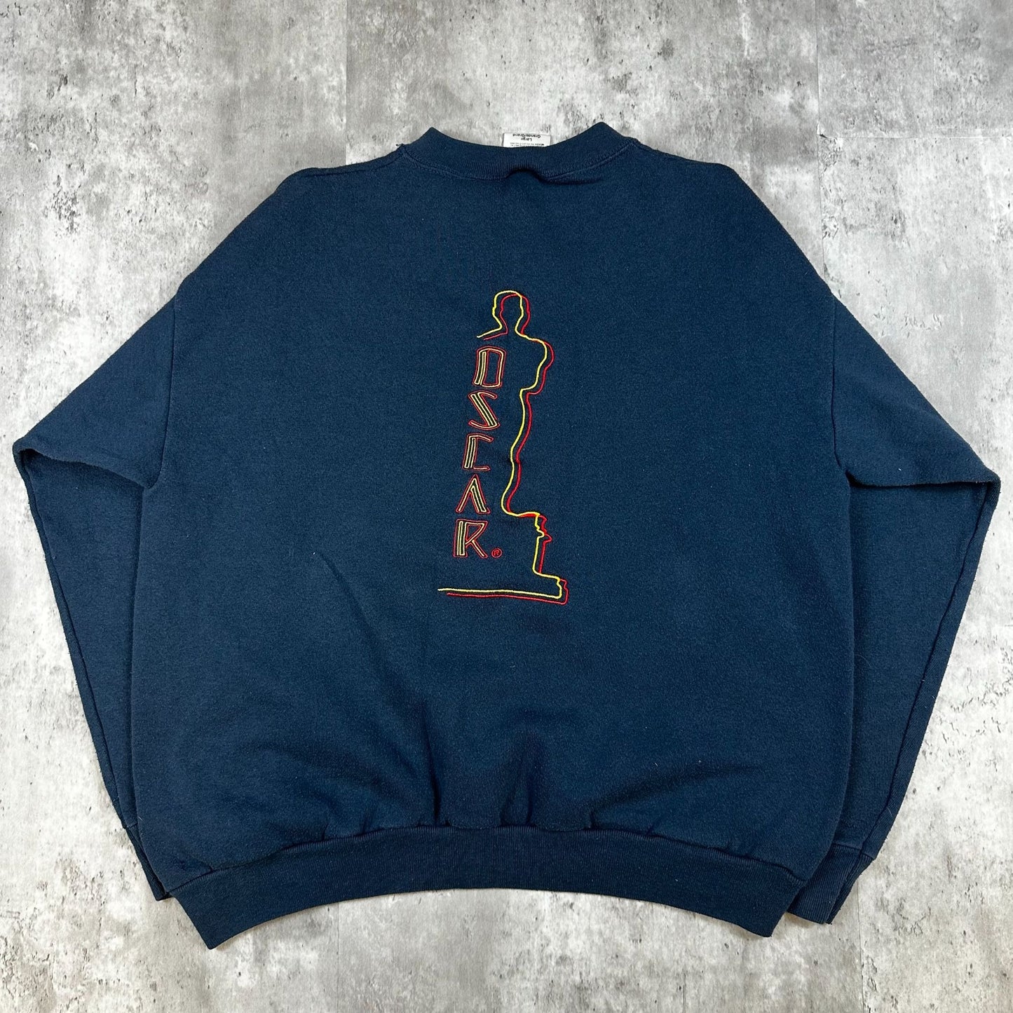 Vintage 70th Academy Awards Tultex Sweatshirt Large Blue Oscars Embroidered 50% Cotton/50% Polyester