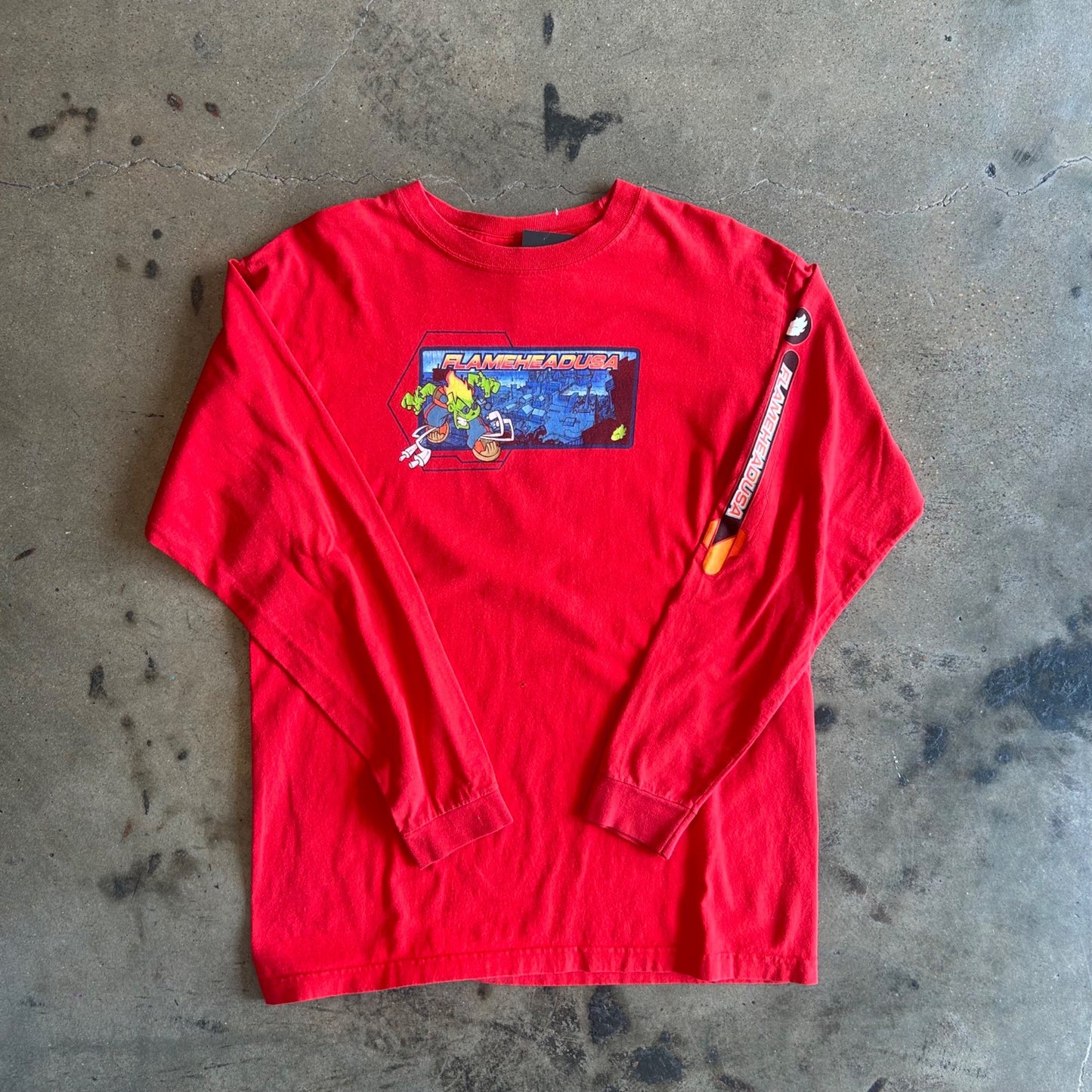 Vintage Jnco Flamehead USA Red Long Sleeve T Shirt XL