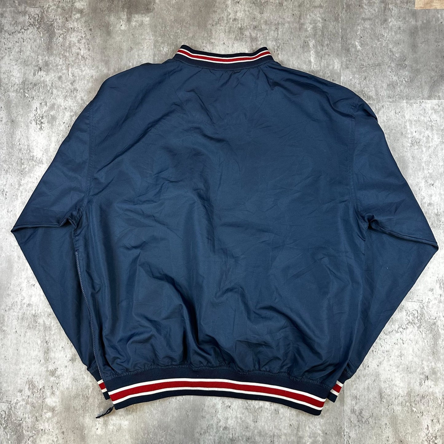 Cleveland Indians Authentic Baseball Pullover Jacket Navy With Embroidered Logo Ribbed Trim Medium