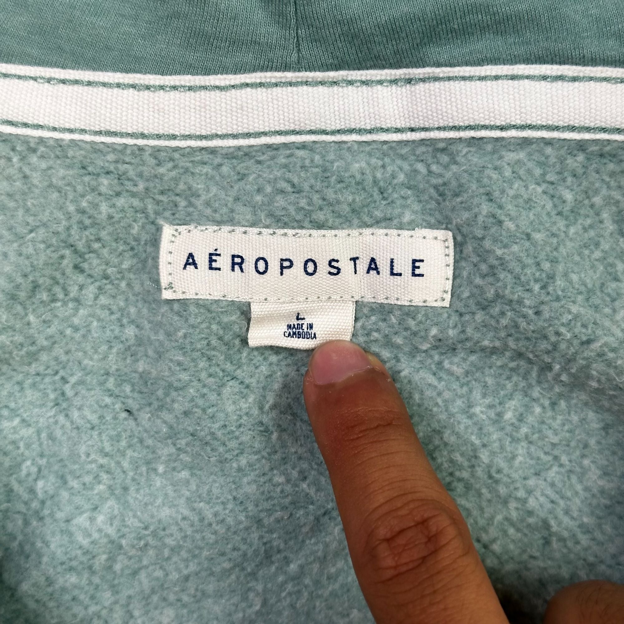 Aeropostale Mens Green Hooded Zip-Up Sweatshirt L