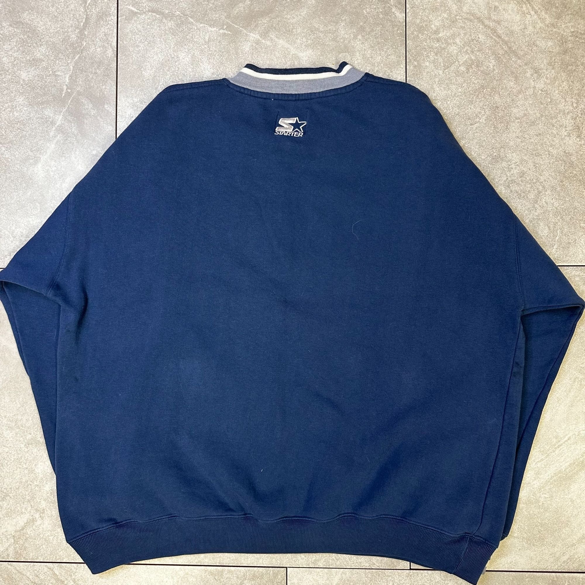 Vintage Starter Georgetown Hoyas Sweatshirt L Navy Blue Crewneck Cotton/Poly Blend