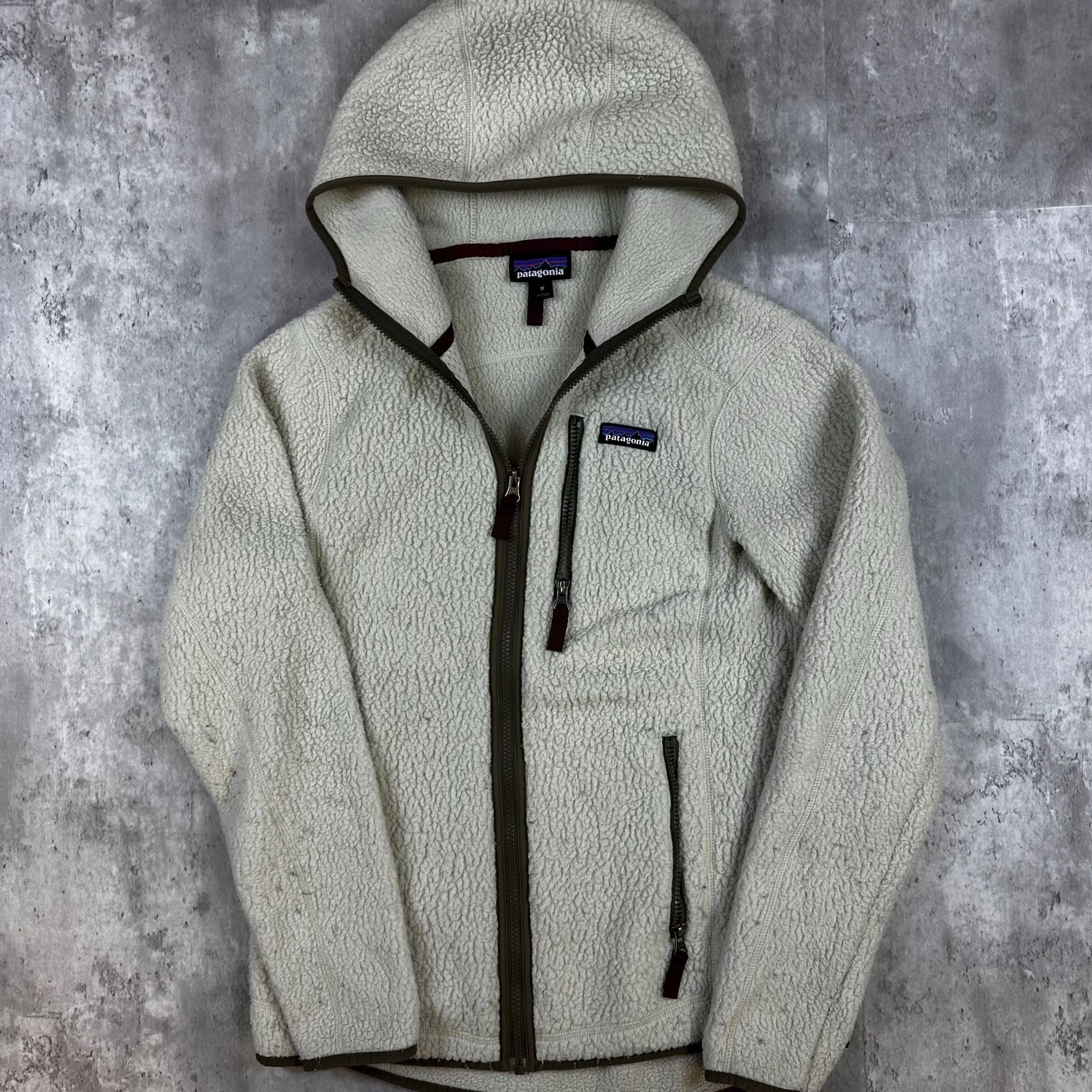 Patagonia Womens Cream Hooded Full-Zip Fleece Jacket Size M