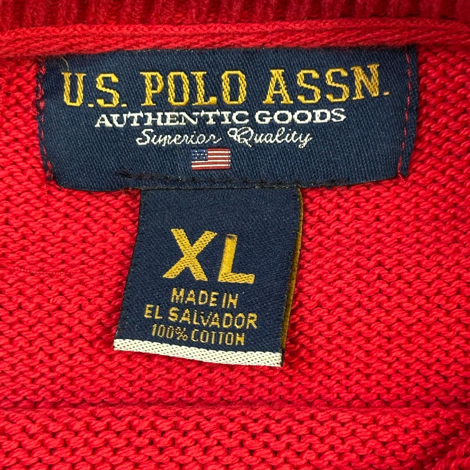U.S. Polo Assn. Red Crewneck Sweater XL Mens 100% Cotton Embroidered Flag Logo