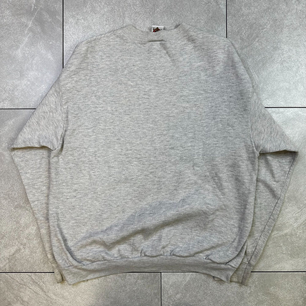 Vintage 90s Looney Tunes Taz Taz The Season Gray Crewneck Sweatshirt Cartoon Graphic Warner Bros Unisex Cotton Blend