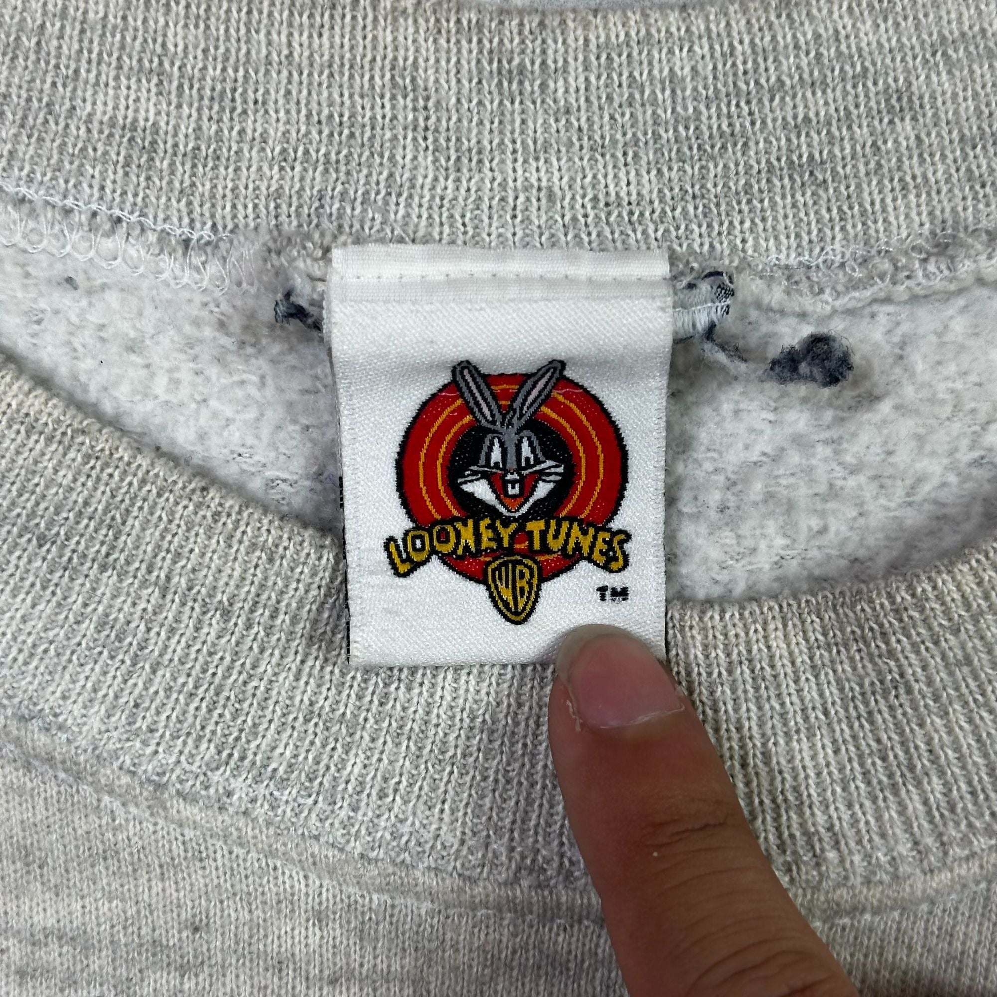 Vintage 90s Looney Tunes Taz Taz The Season Gray Crewneck Sweatshirt Cartoon Graphic Warner Bros Unisex Cotton Blend