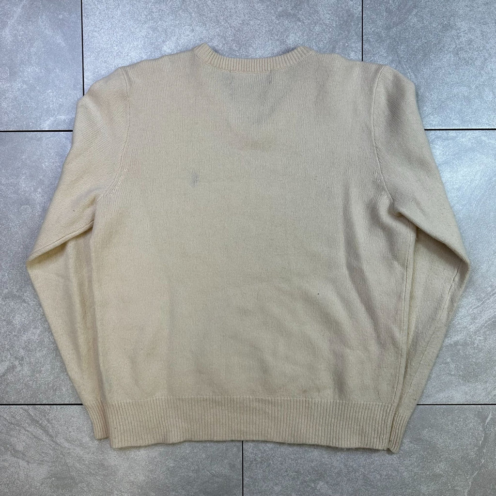 Polo By Ralph Lauren Beige Lambswool V-Neck Sweater M