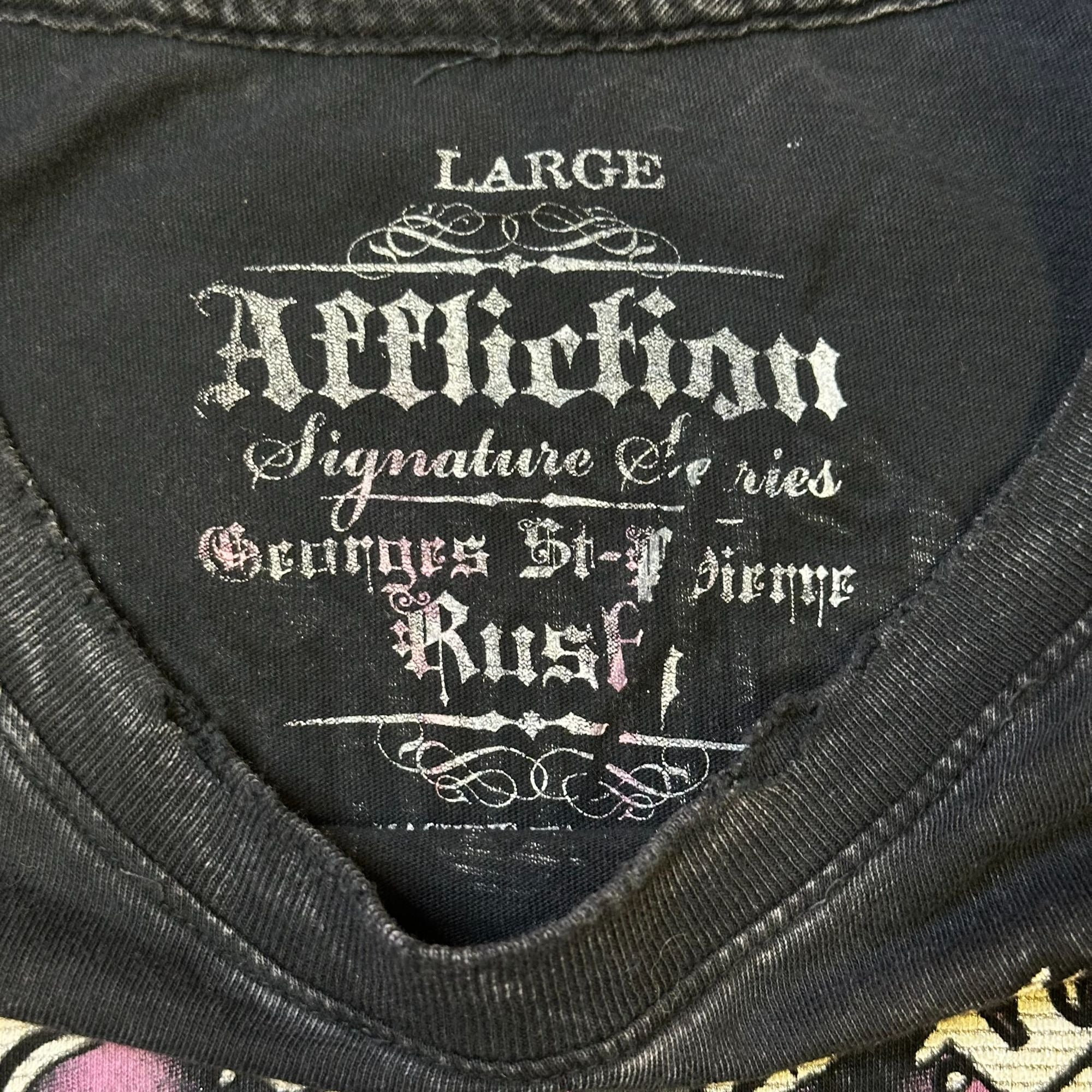 Affliction Georges St-Pierre Rush Signature Series T-Shirt Black L 100% Cotton Graphic Wings