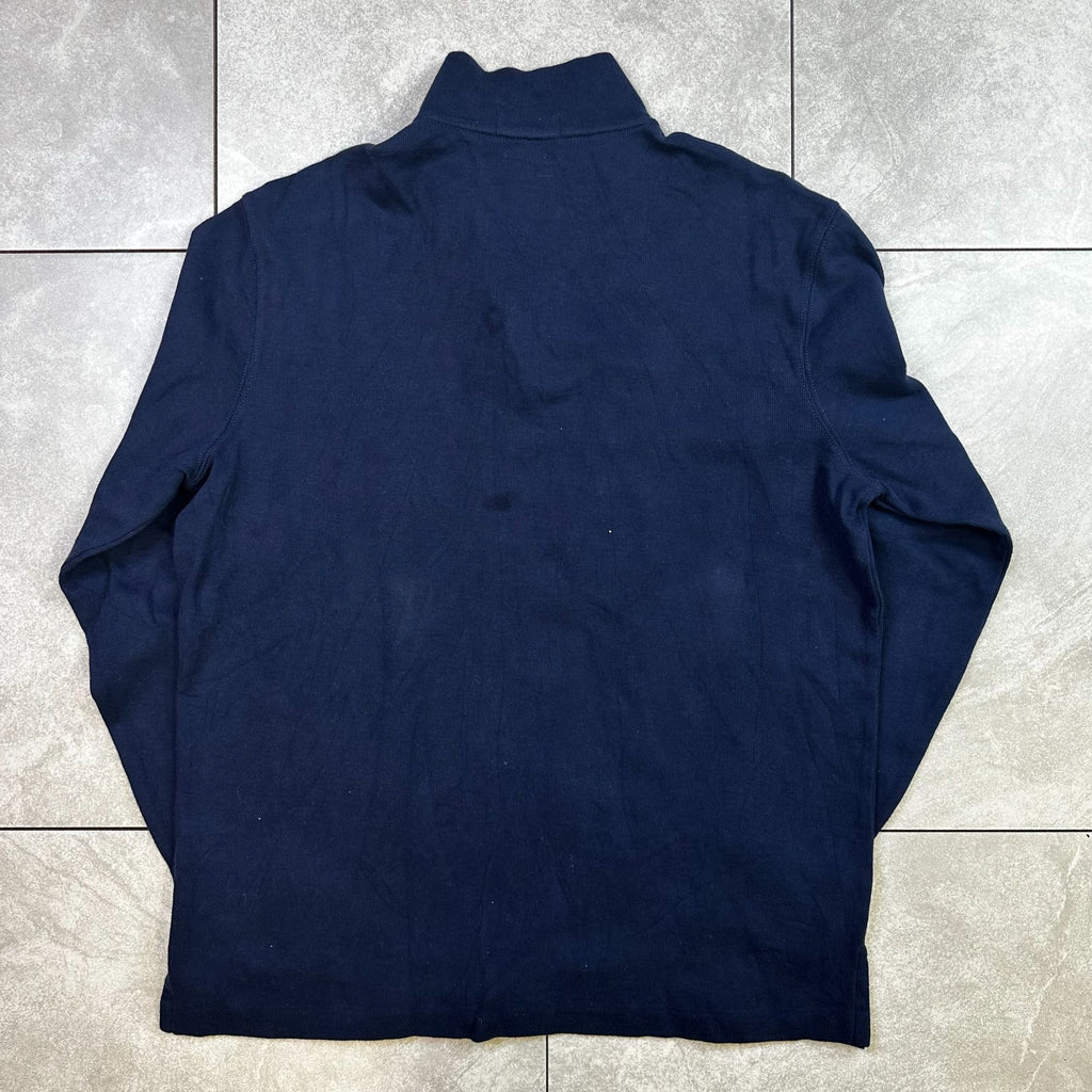 Polo Ralph Lauren Navy Half-Zip Pullover Sweatshirt Estate Rib Mens Size M Cotton Blend