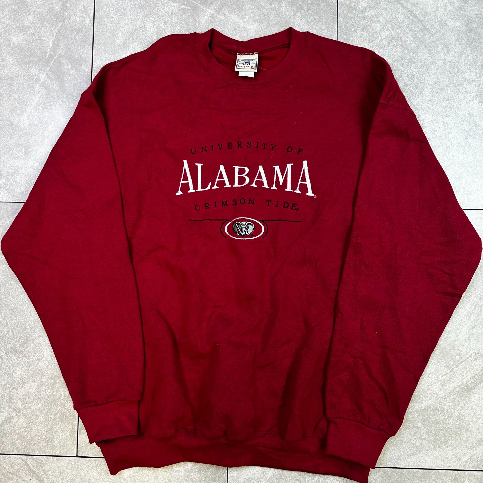 University Of Alabama Crimson Tide Lee Heavyweight Sweatshirt XL Red Graphic Pullover Crewneck