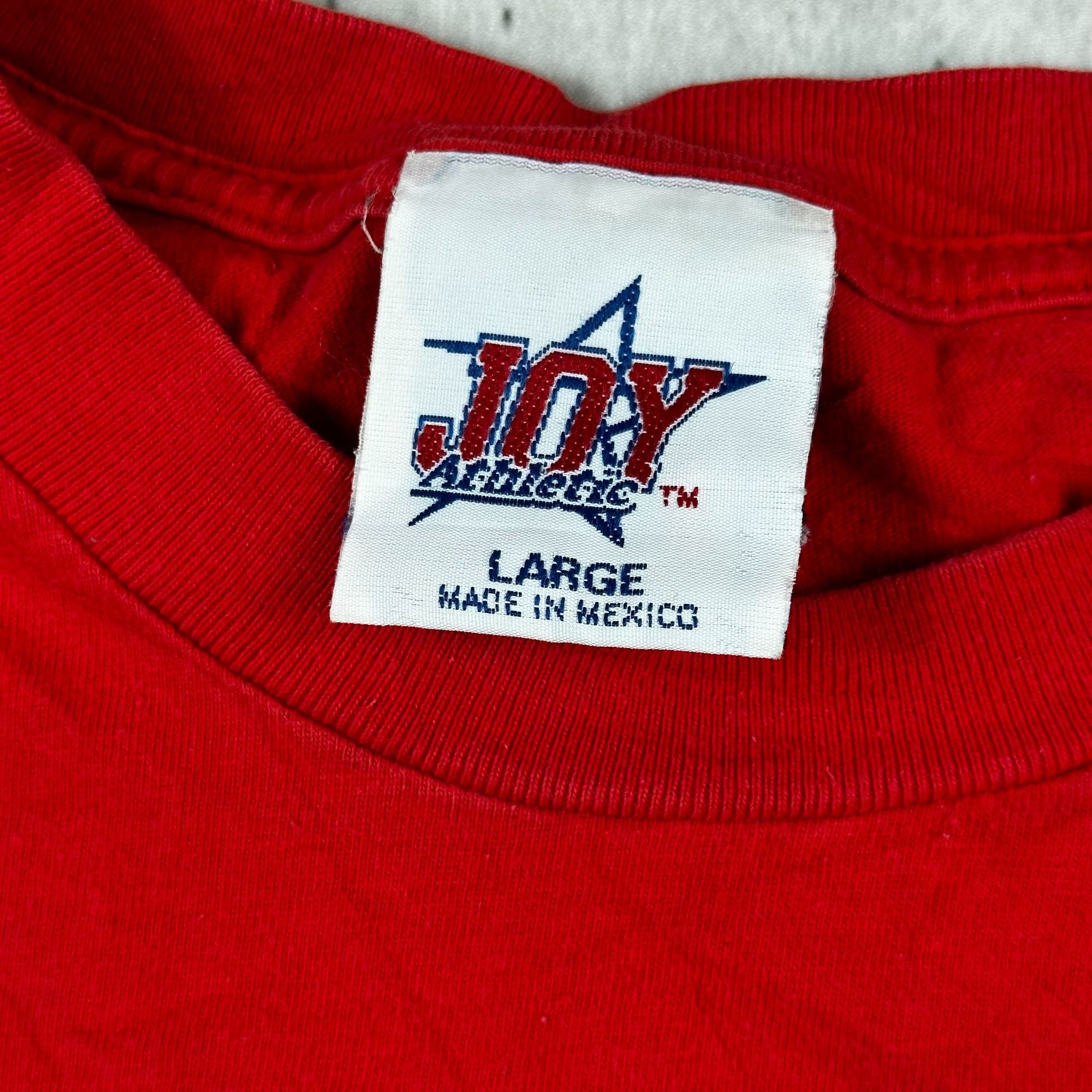 Kansas City Chiefs Red T-Shirt Joy Athletic Large Made In Mexico Cotton Mens NFL Graphic Tee