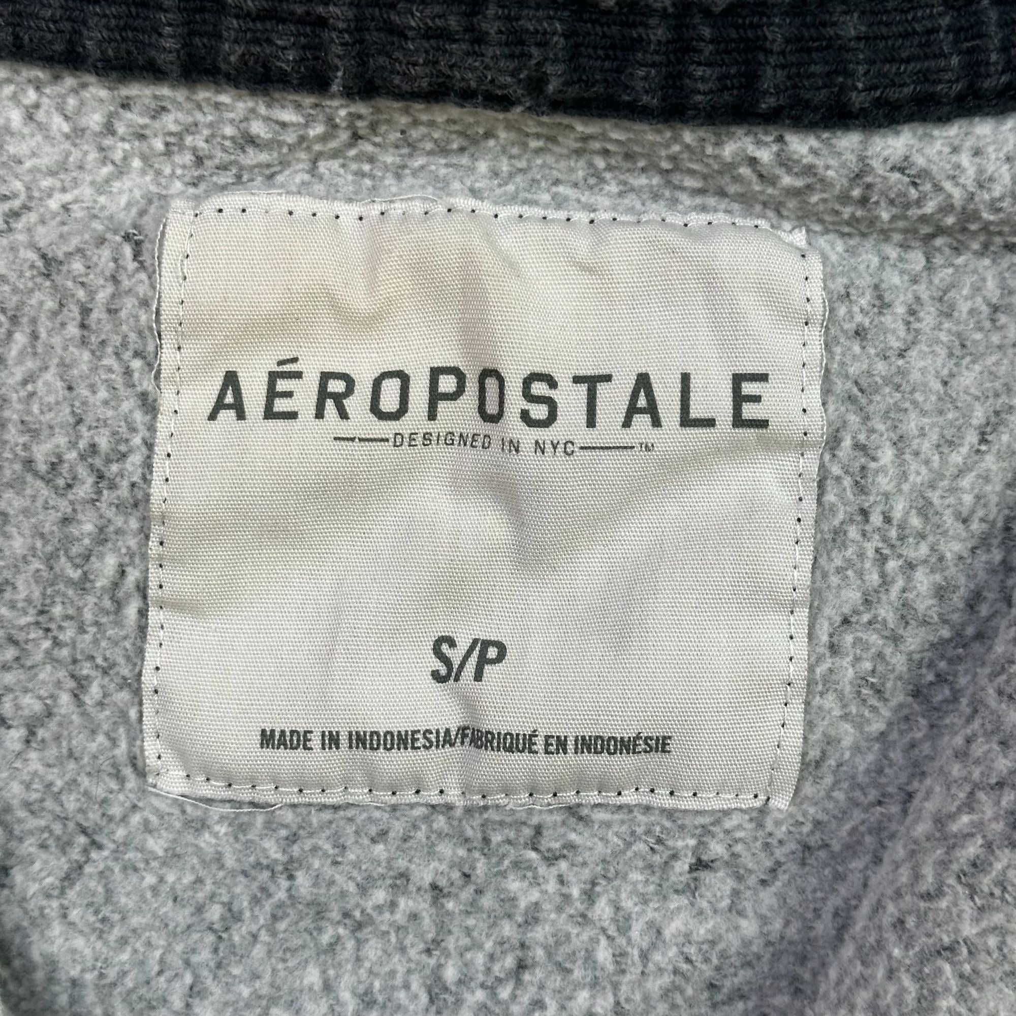 Aeropostale Womens Charcoal Gray Hoodie Sweatshirt S/P Cotton Blend Full-Zip Front Pockets