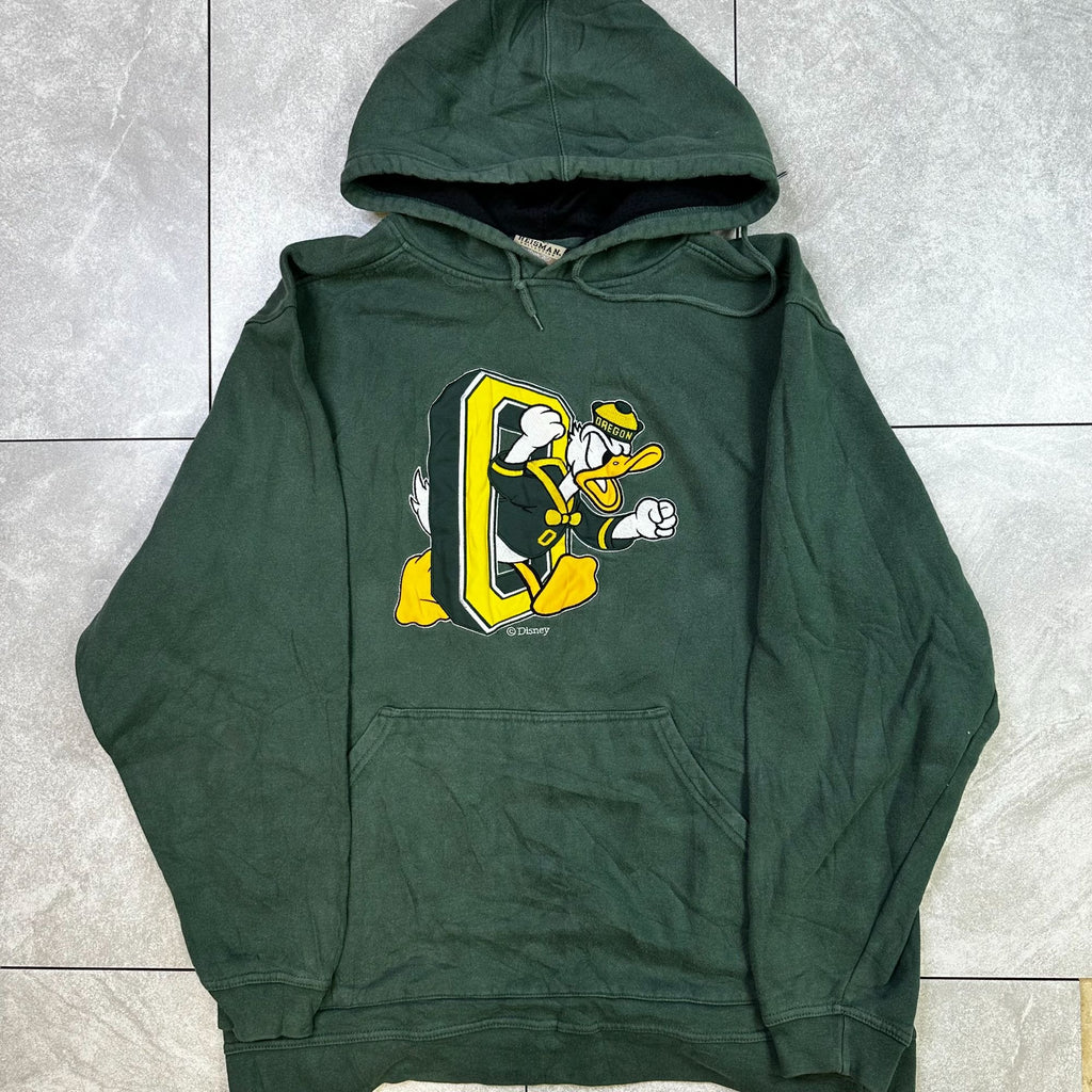 Reebok Heisman Collection Green Hoodie Featuring Donald Duck Graphic & Kangaroo Pocket M