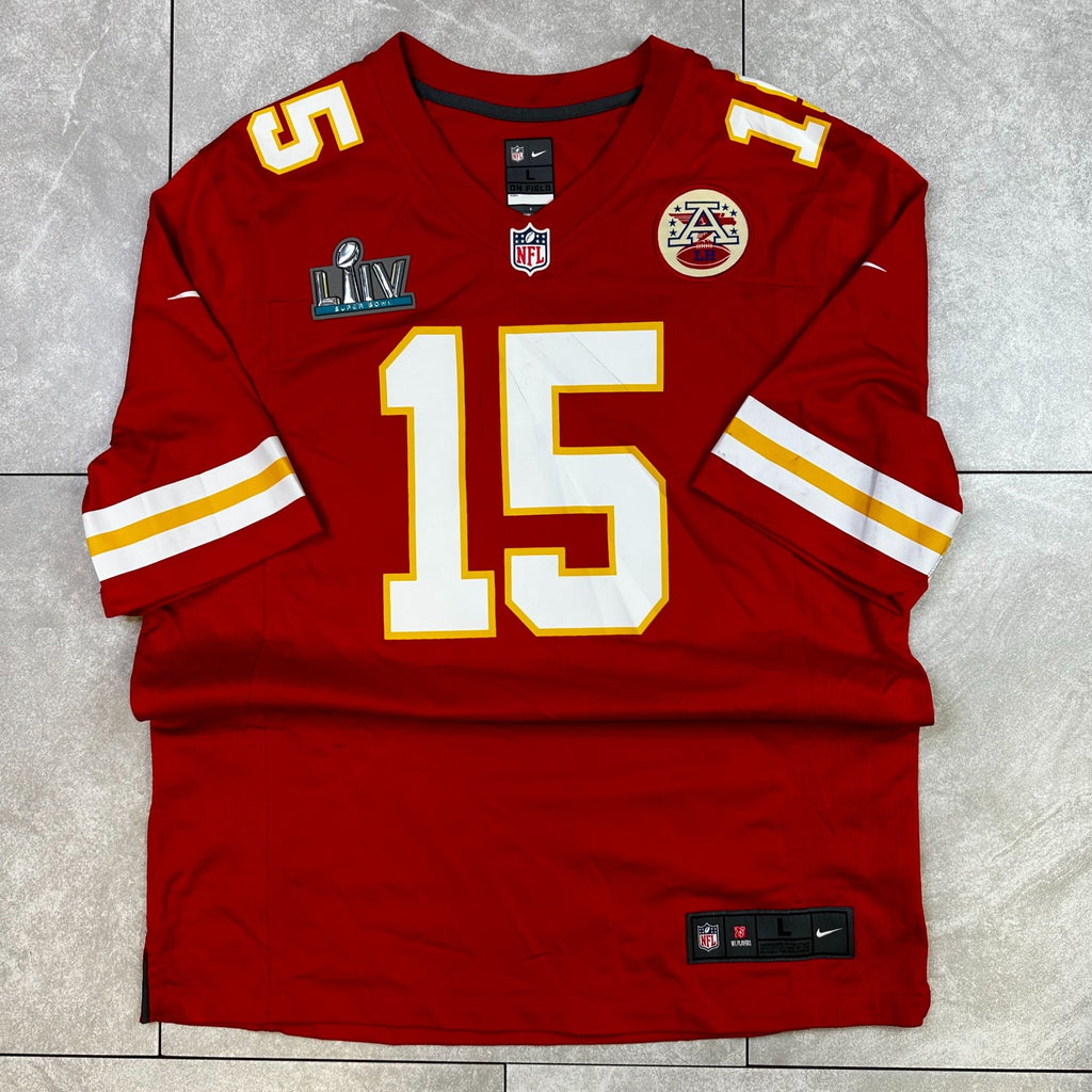 Patrick Mahomes NFL Nike On Field Kansas City Chiefs Red Jersey L Super Bowl LIV Patch