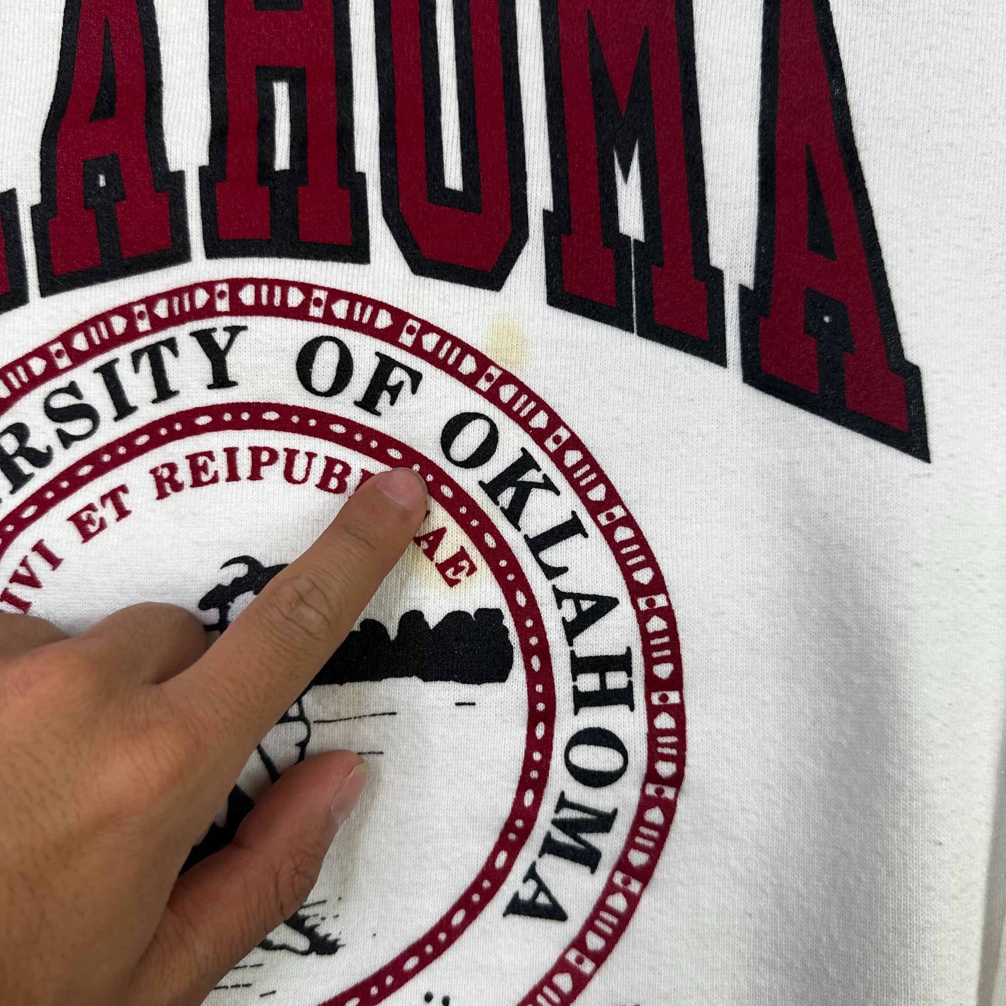 Vintage Russell Athletic University Of Oklahoma Crewneck Sweatshirt XL White Red