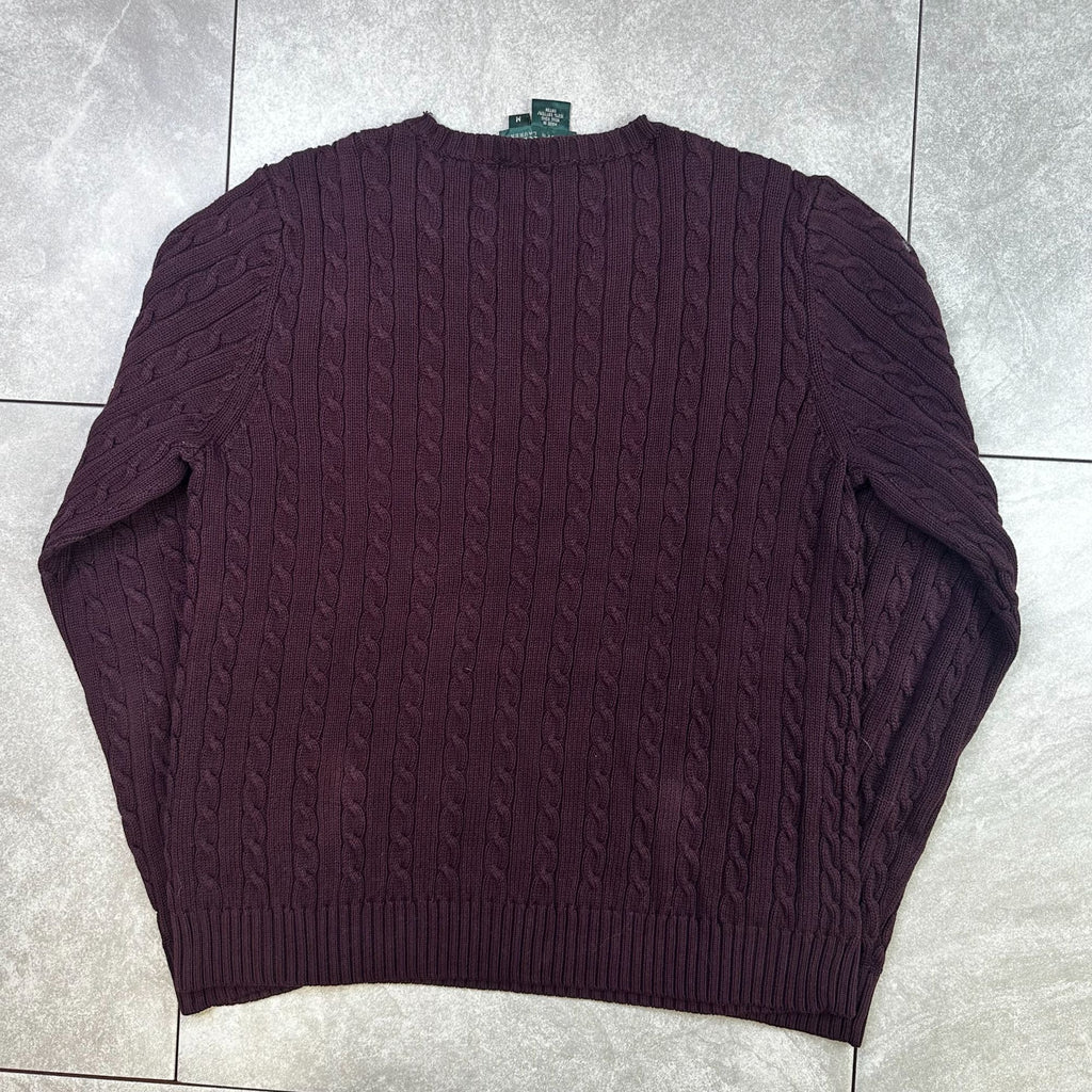 Lauren Ralph Lauren Cable Knit Burgundy Cotton Sweater Womens M