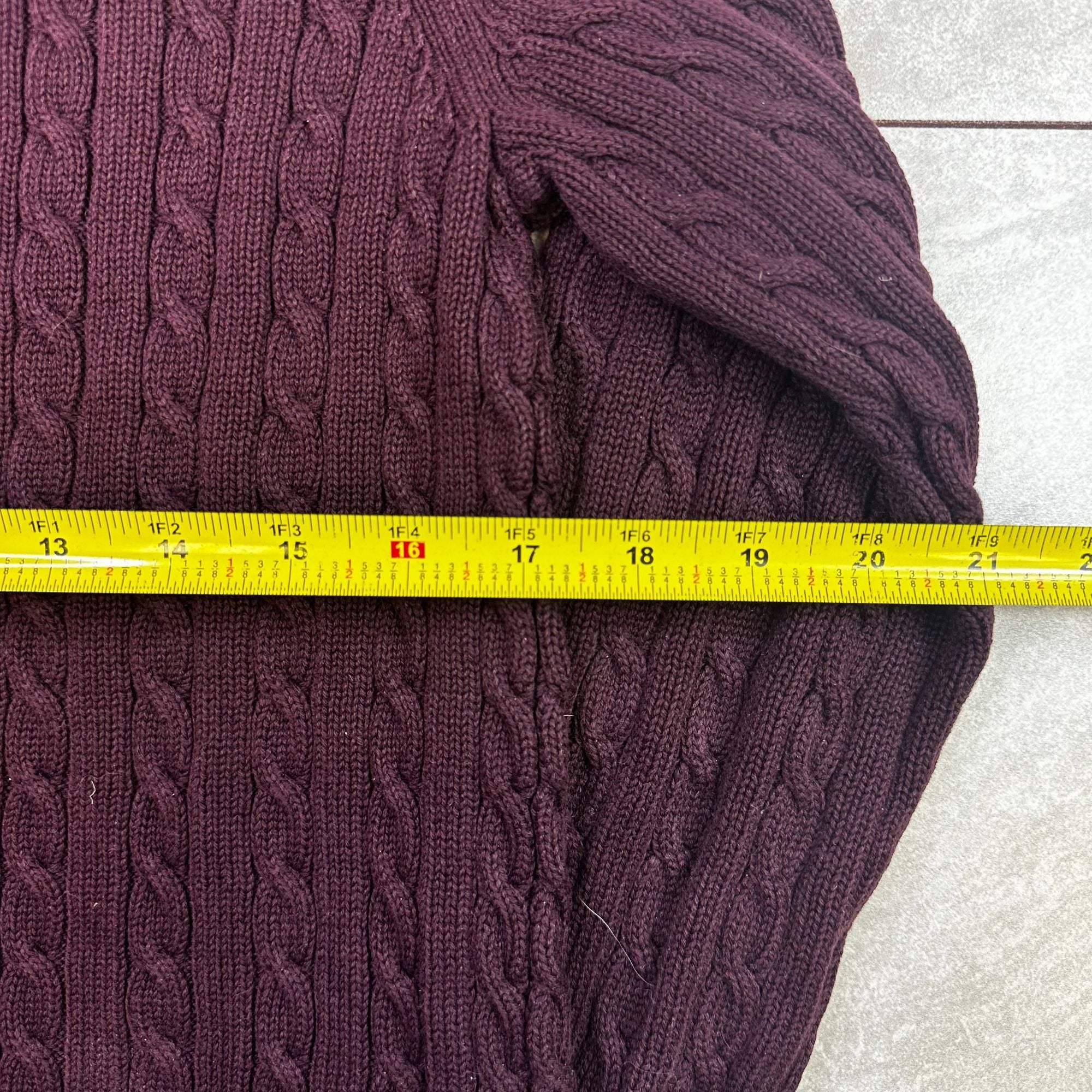Lauren Ralph Lauren Cable Knit Burgundy Cotton Sweater Womens M