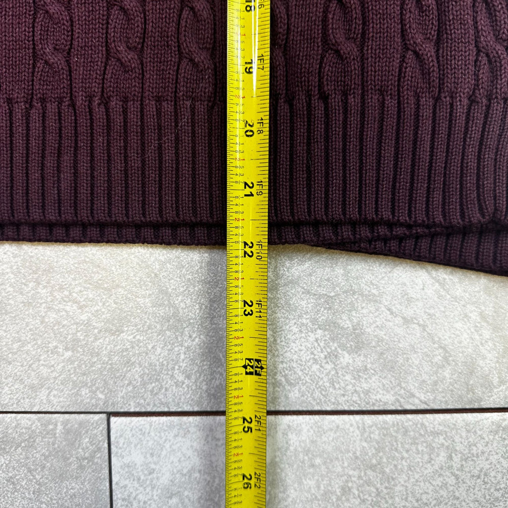 Lauren Ralph Lauren Cable Knit Burgundy Cotton Sweater Womens M