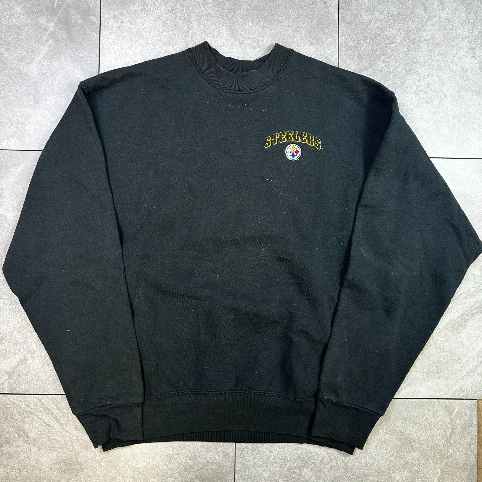 Vintage Pittsburgh Steelers Artex Sweatshirt XL Black Crewneck 50/50 Cotton Polyester Made In USA