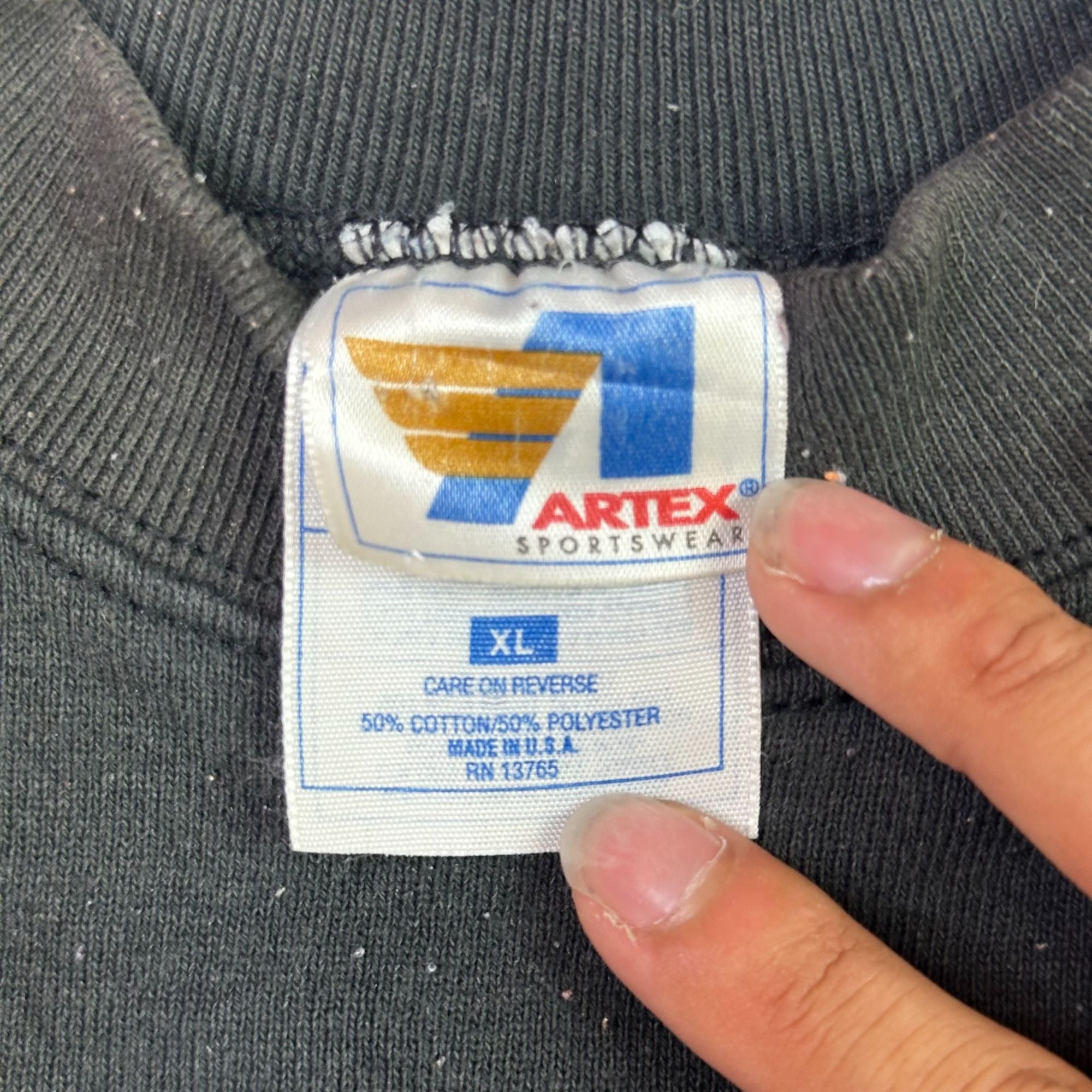 Vintage Pittsburgh Steelers Artex Sweatshirt XL Black Crewneck 50/50 Cotton Polyester Made In USA