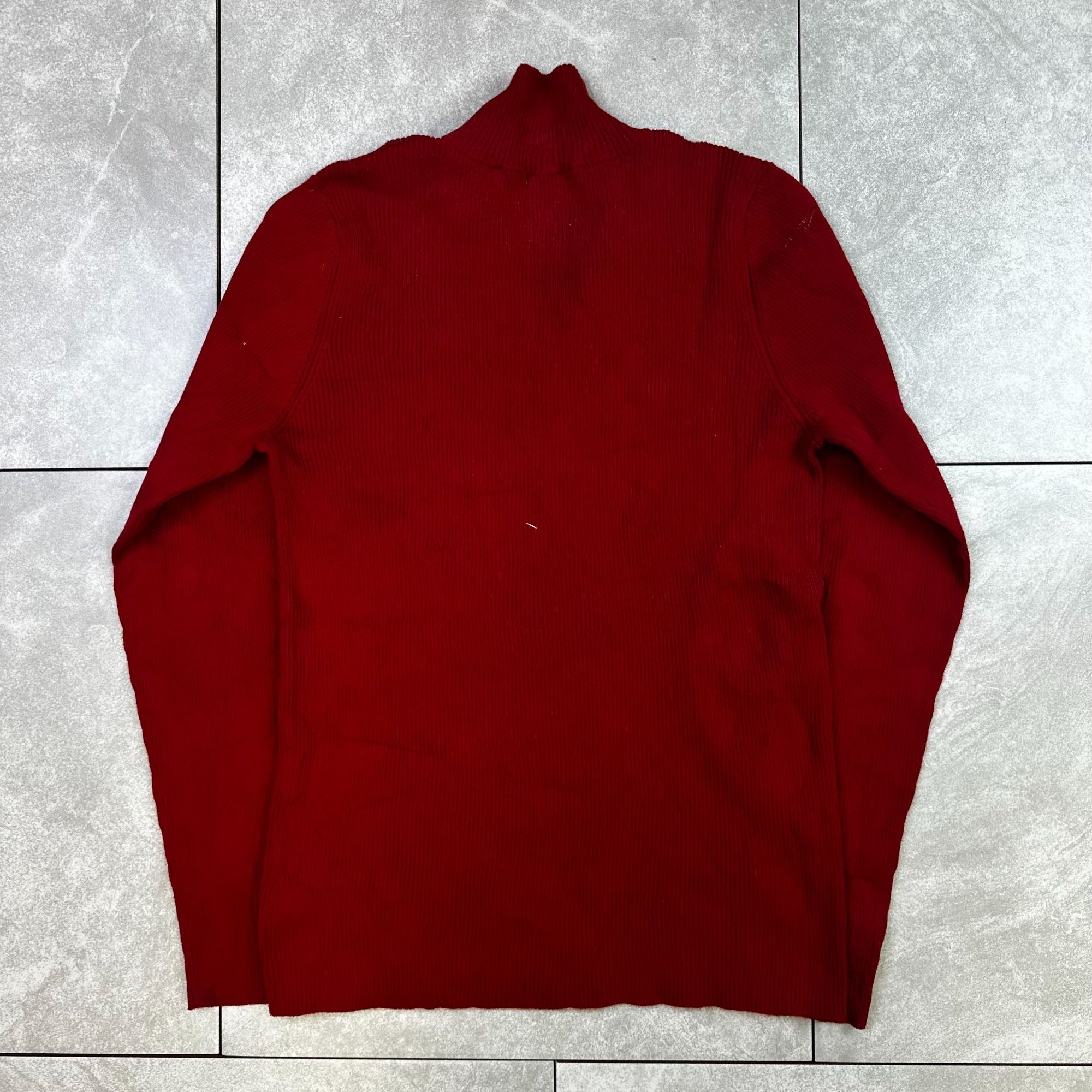 Ralph Lauren Polo Jeans Red Half-Zip Sweater XL Ribbed Knit Cotton Casual Mens Pullover