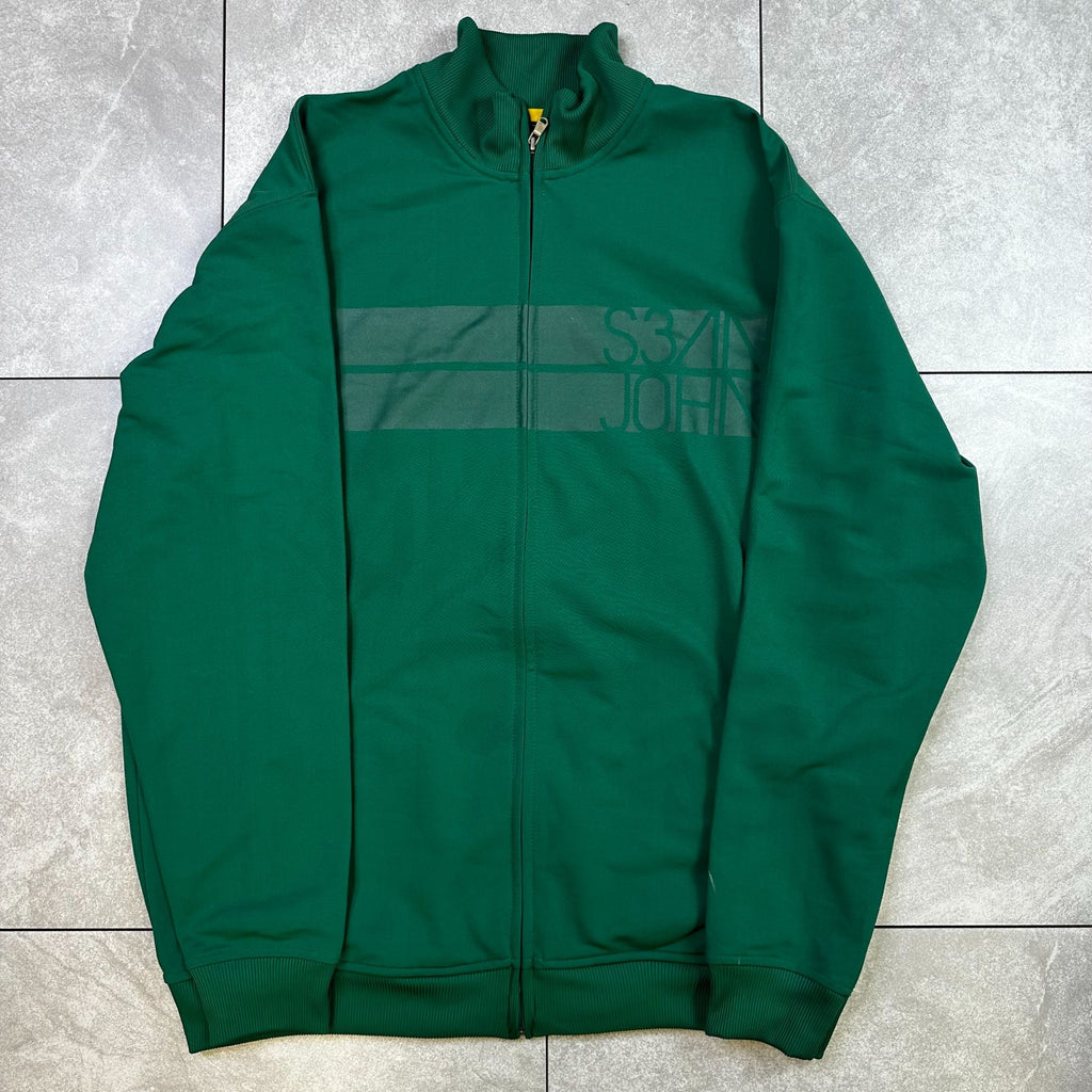 Sean John Green Full-Zip Track Jacket L 100% Polyester Casual Athletic Wear