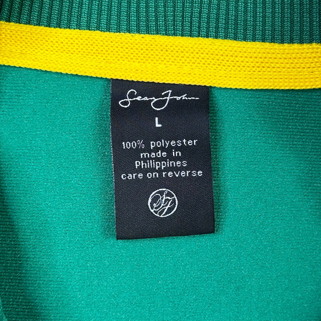 Sean John Green Full-Zip Track Jacket L 100% Polyester Casual Athletic Wear