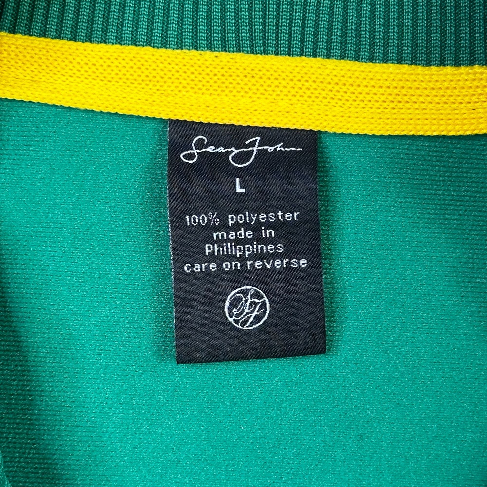 Sean John Green Full-Zip Track Jacket L 100% Polyester Casual Athletic Wear