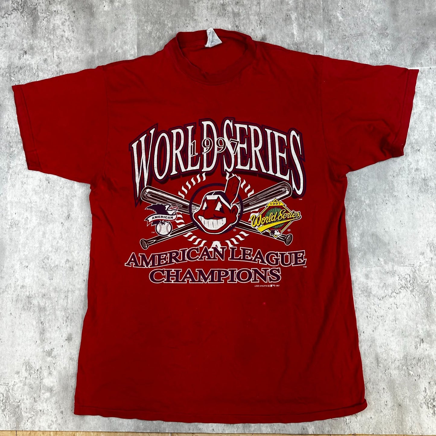 1995 World Series American League Champions Red T-Shirt Large Tultex 100% Cotton Vintage