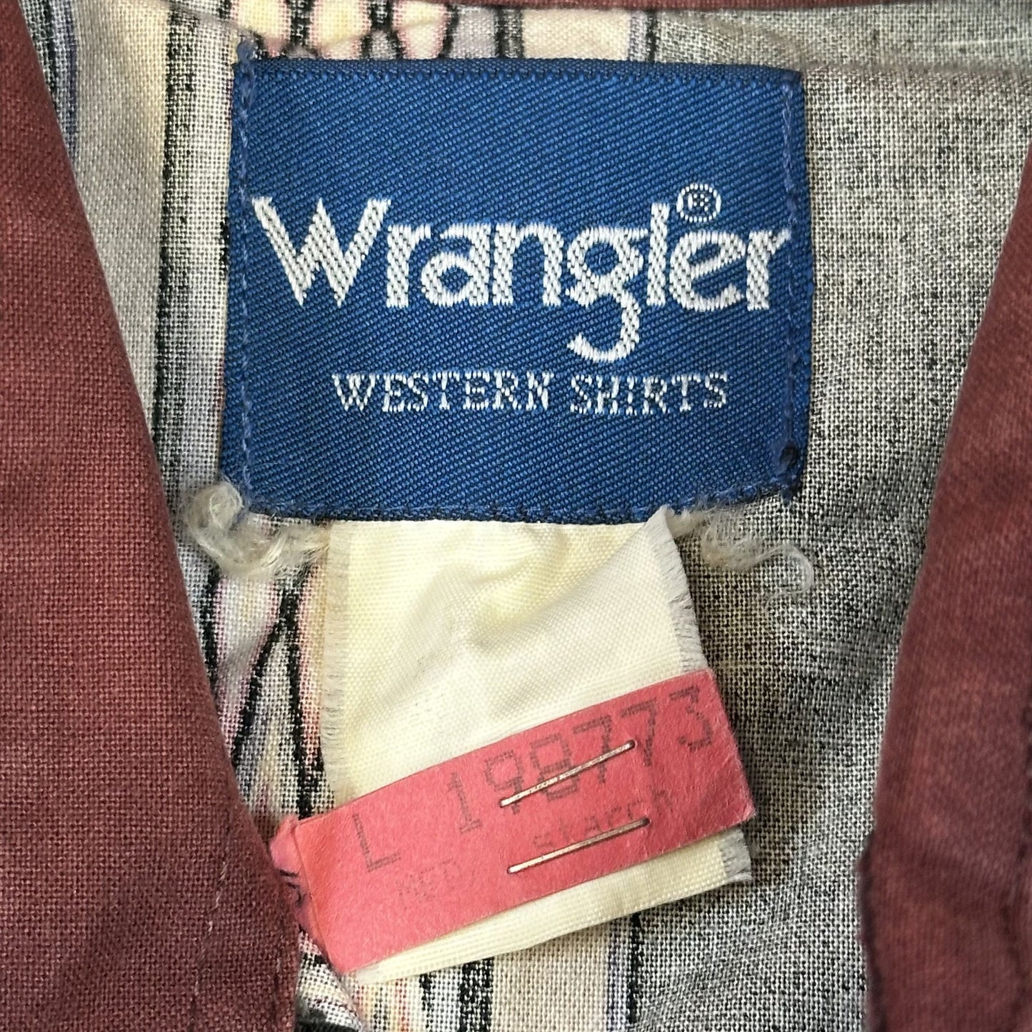 Vintage Wrangler Western Long Sleeve Shirt L Black With Geometric Stripes & Snap Buttons