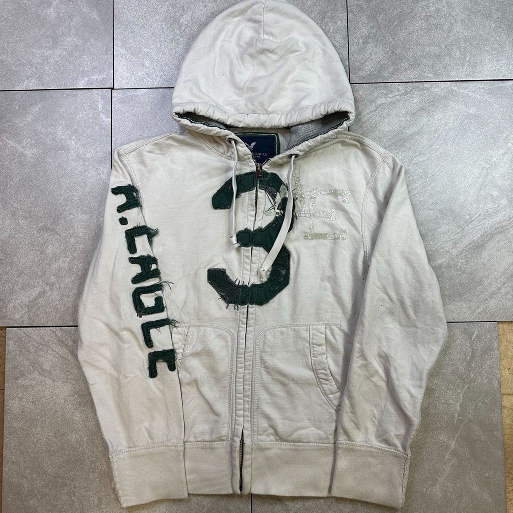 American Eagle Outfitters L/G Eagle Fleece Hoodie With Embroidered Design & Zip Front Closure
