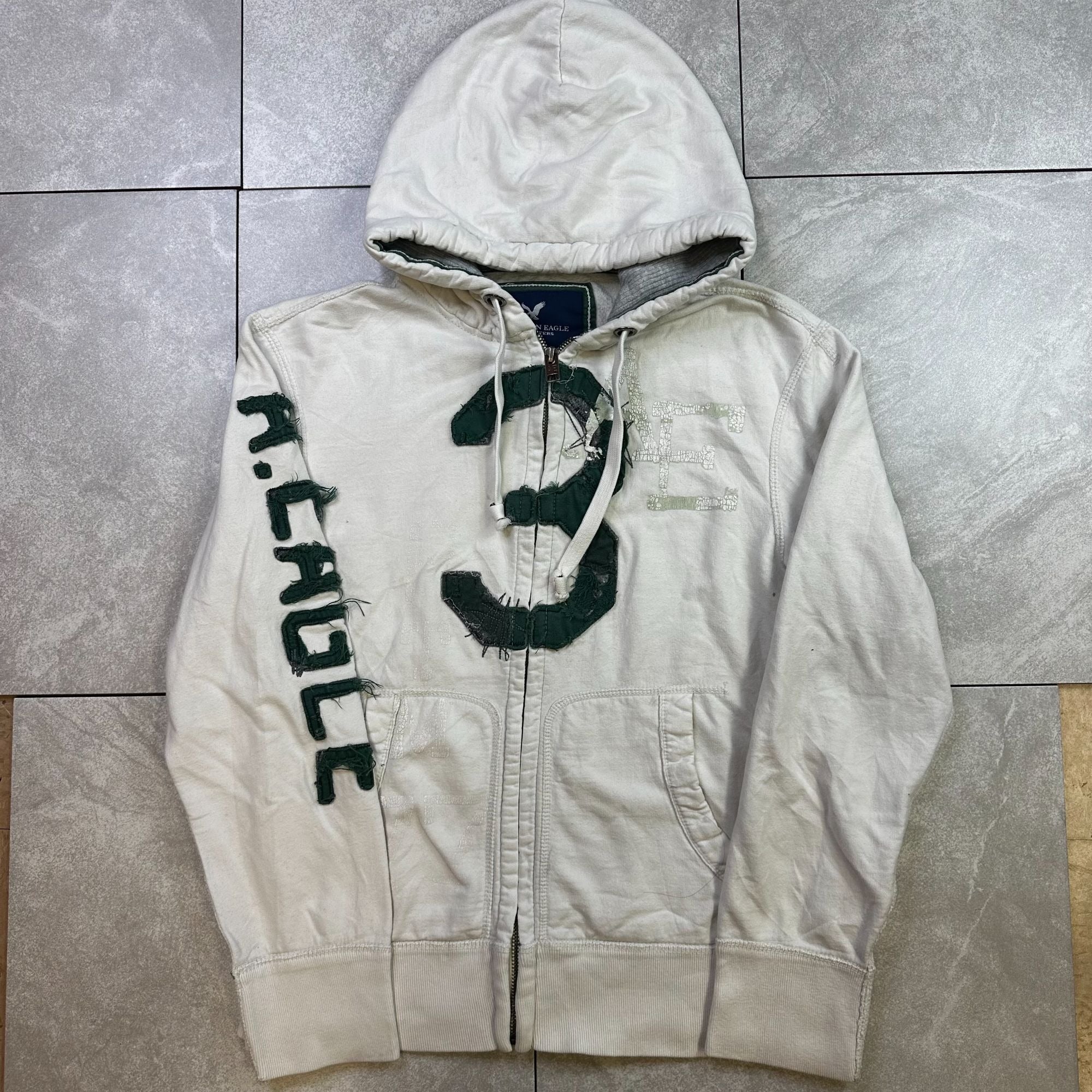 American Eagle Outfitters L/G Eagle Fleece Hoodie With Embroidered Design & Zip Front Closure