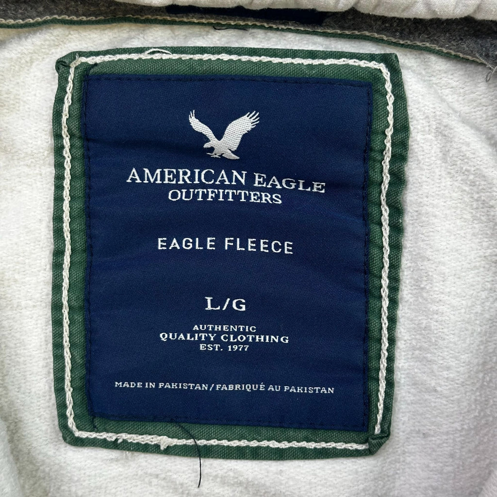 American Eagle Outfitters L/G Eagle Fleece Hoodie With Embroidered Design & Zip Front Closure