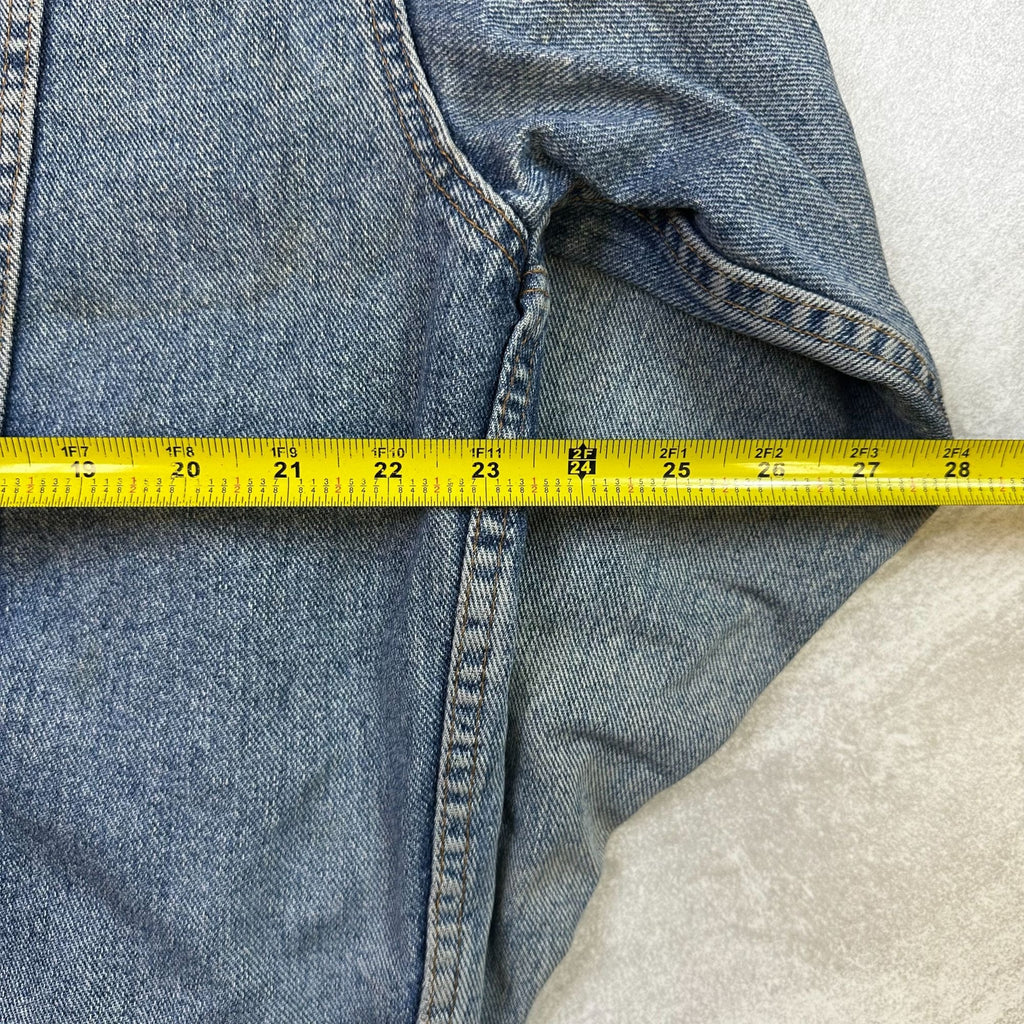 Vintage Levis Denim Jacket Large Distressed Button-Front Blue Jean Outerwear