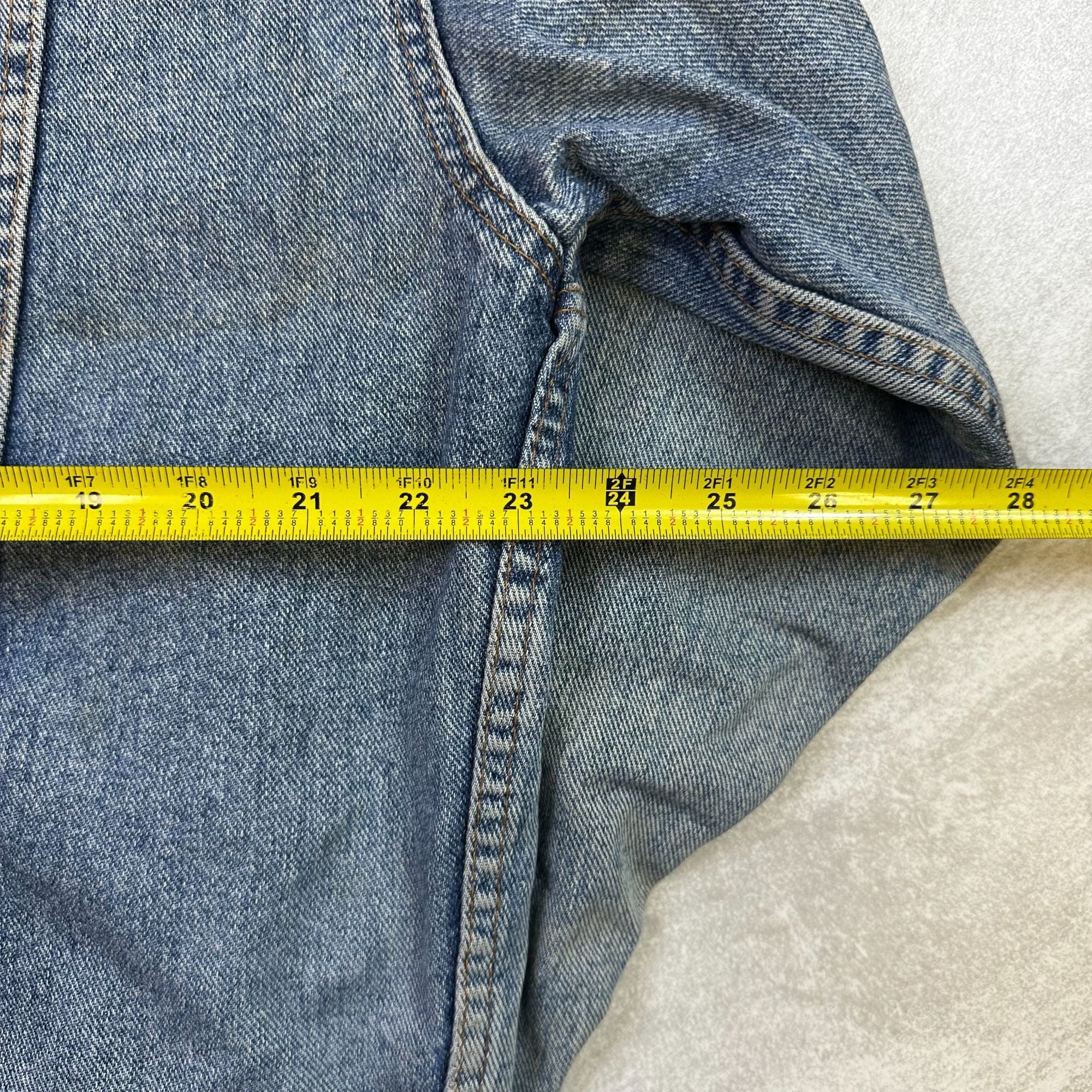 Vintage Levis Denim Jacket Large Distressed Button-Front Blue Jean Outerwear