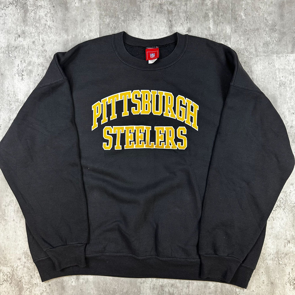Pittsburgh Steelers NFL Sweatshirt Crewneck Black 2XL Fleece Pullover Warm Heavyweight Fan Apparel