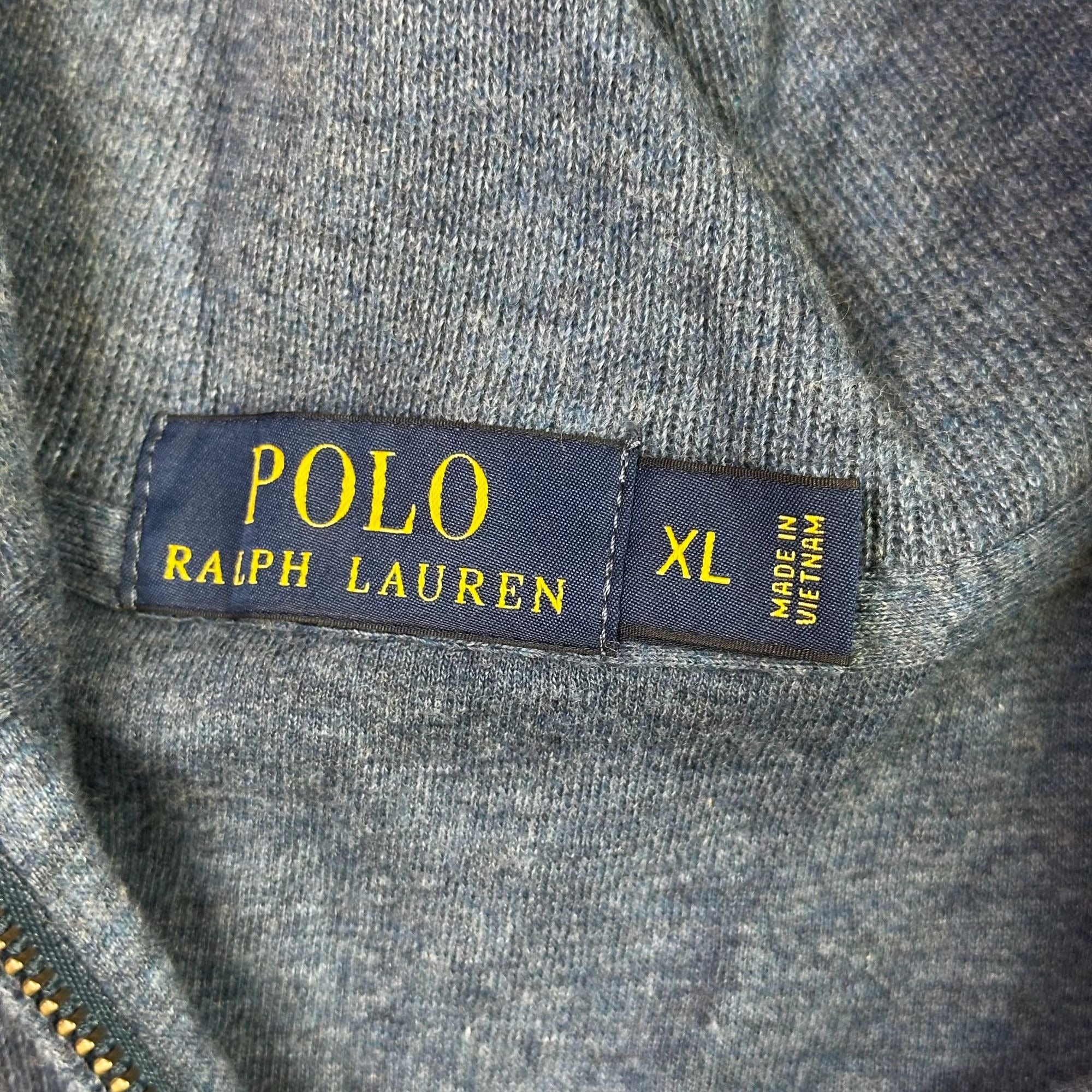Polo Ralph Lauren XL Blue Quarter-Zip Pullover Sweater Made In Vietnam
