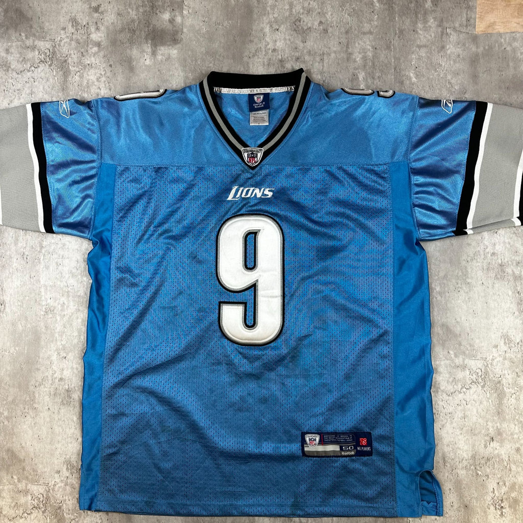 Reebok NFL Onfield Detroit Lions Matthew Stafford #9 Jersey Blue Mens Size 50 100% Polyester