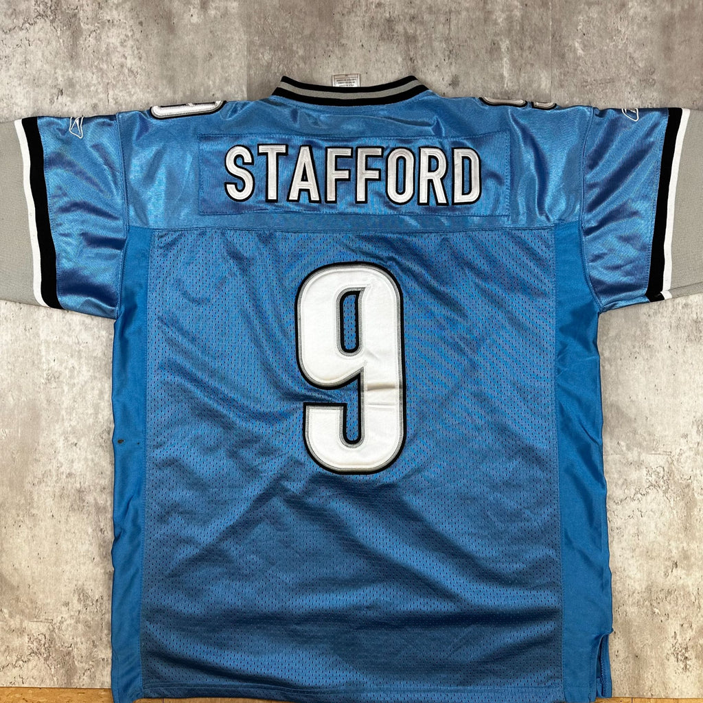 Reebok NFL Onfield Detroit Lions Matthew Stafford #9 Jersey Blue Mens Size 50 100% Polyester