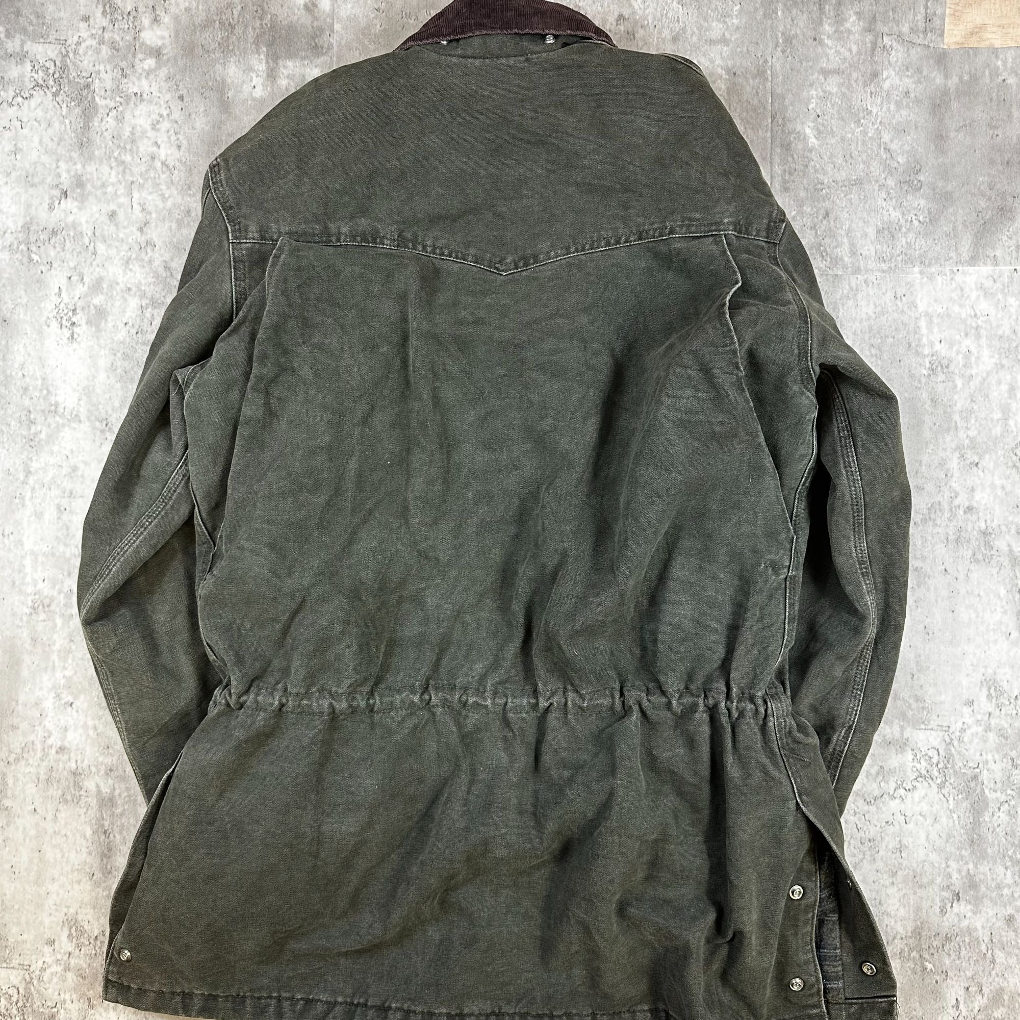 Carhartt Mens Heavyweight Washed Duck Jacket With Corduroy Collar & Paint Marks