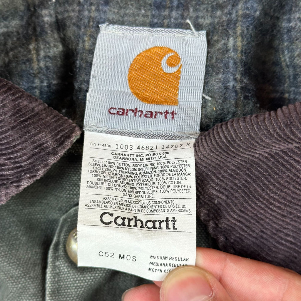 Carhartt Mens Heavyweight Washed Duck Jacket With Corduroy Collar & Paint Marks