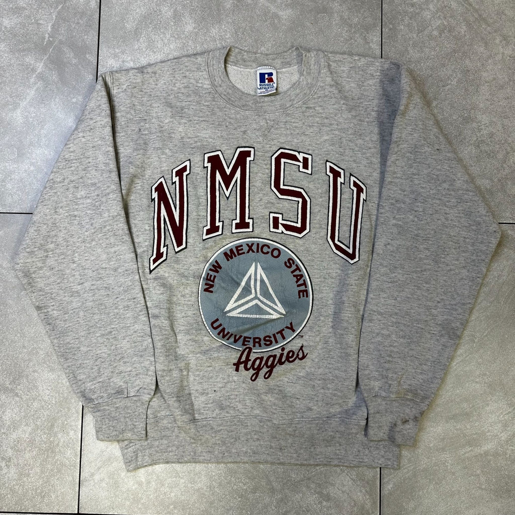 Russell Athletic NMSU Aggies Sweatshirt M Gray Cotton Blend New Mexico State University Crewneck