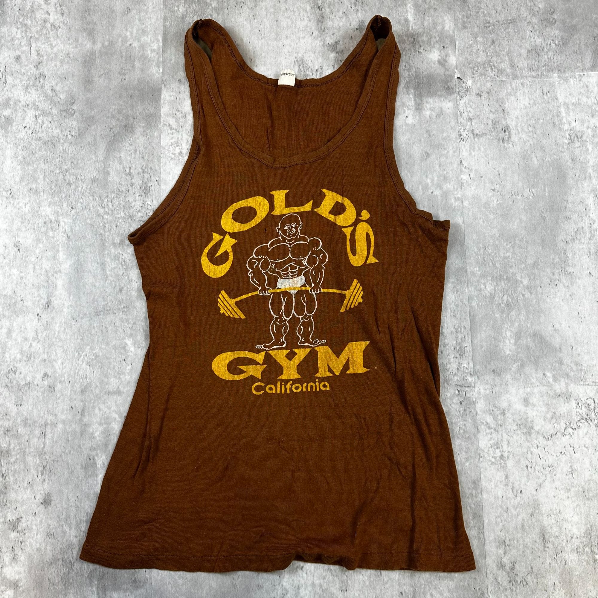 Vintage Golds Gym California Brown Mens Tank Top