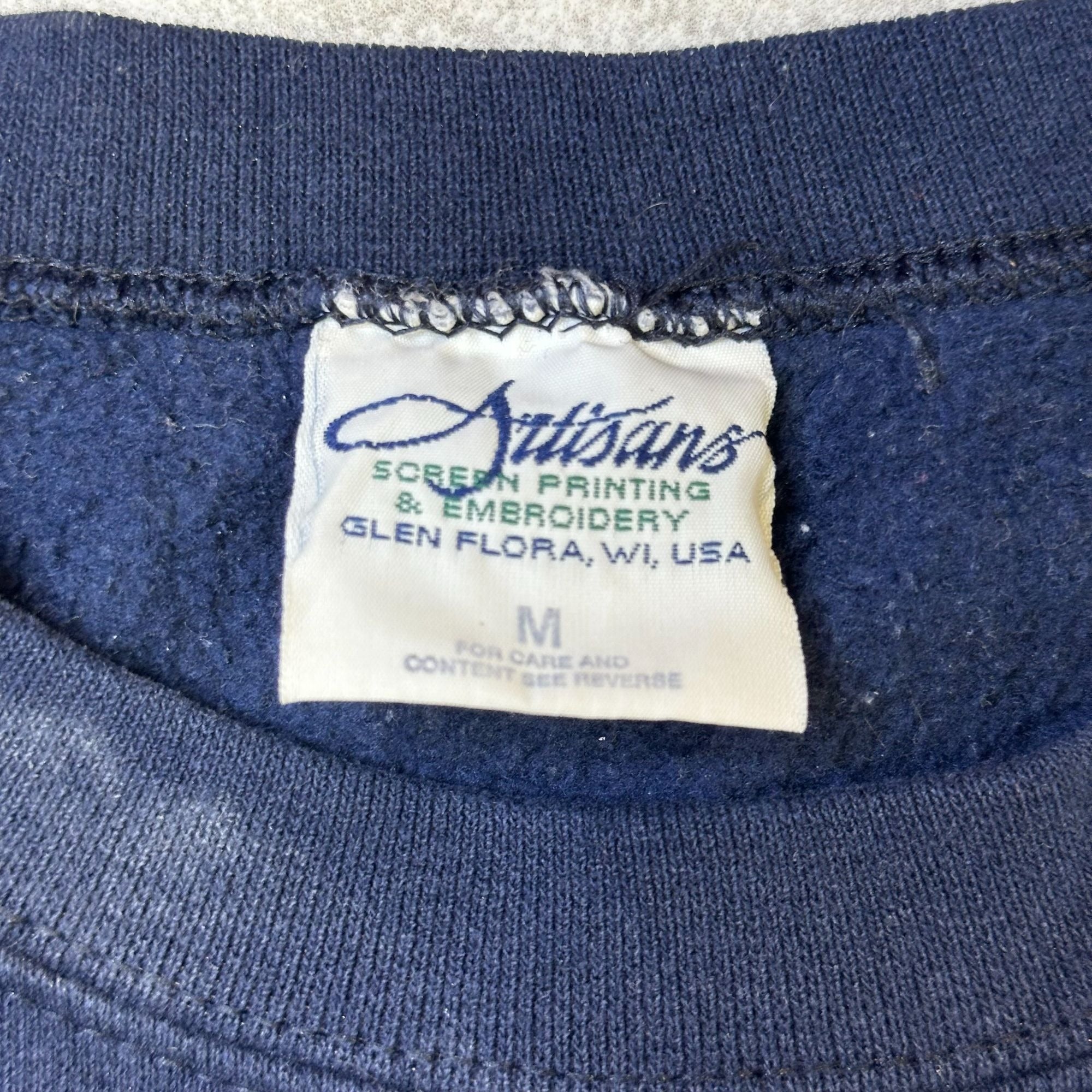 Georgetown University Navy Blue Crewneck Sweatshirt M Artisans Screen Printing Cotton Blend 1989 Logo