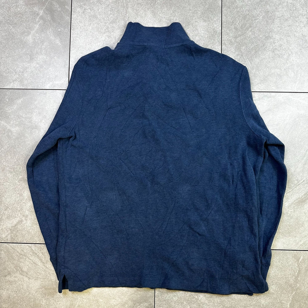 Polo Ralph Lauren Navy Blue Cotton 1/4 Zip Pullover Sweater Mens M