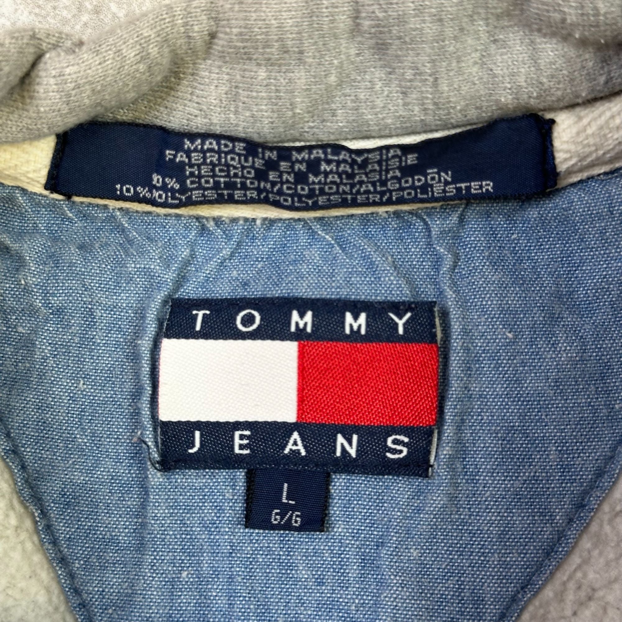 Tommy Jeans Gray Crewneck Sweatshirt L Logo Cotton Blend