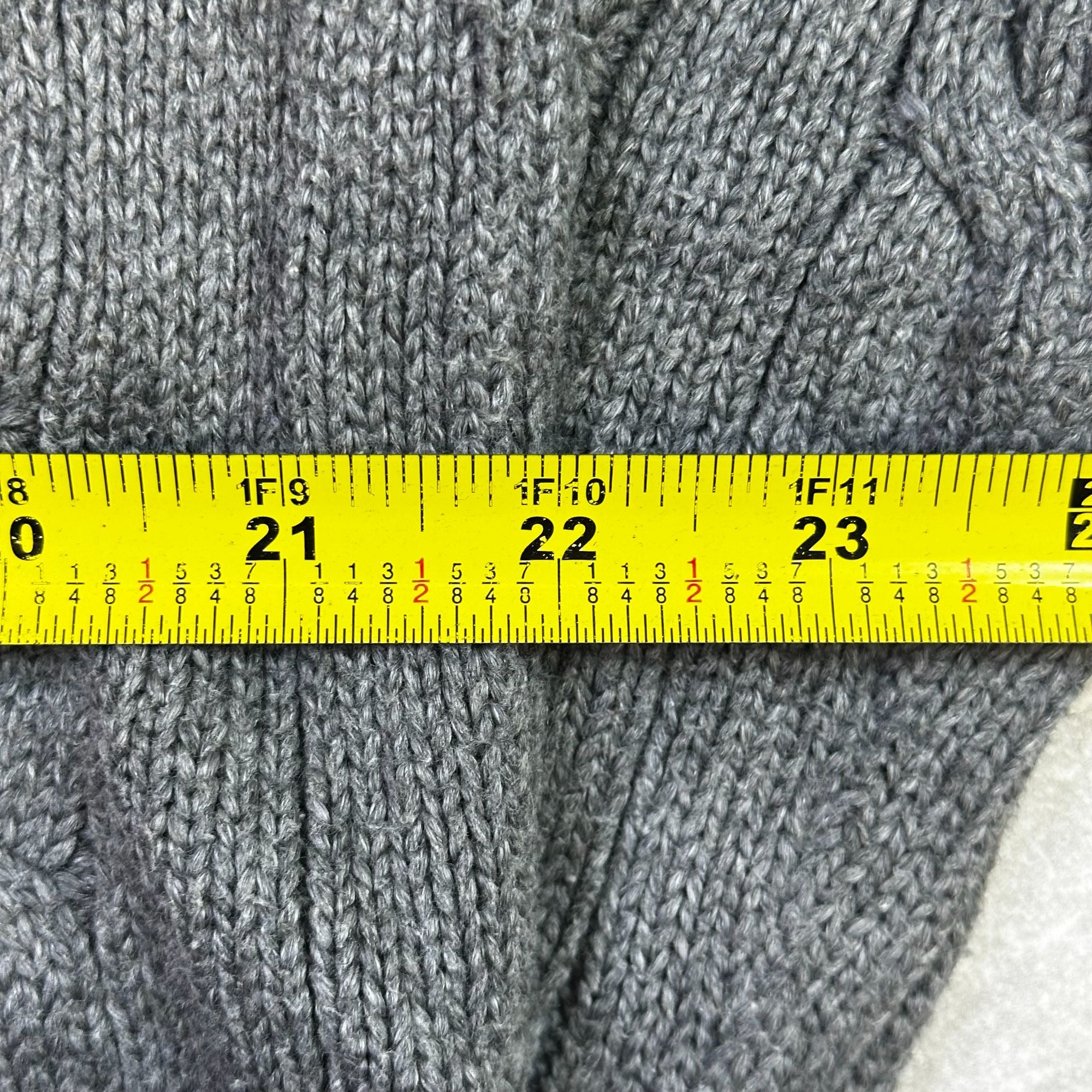 Polo Ralph Lauren Gray Cable Knit Sweater L/G Wool Blend Ribbed Crewneck Mens Classic Style