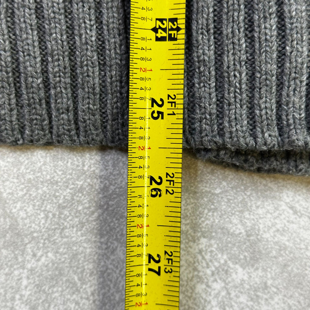 Polo Ralph Lauren Gray Cable Knit Sweater L/G Wool Blend Ribbed Crewneck Mens Classic Style