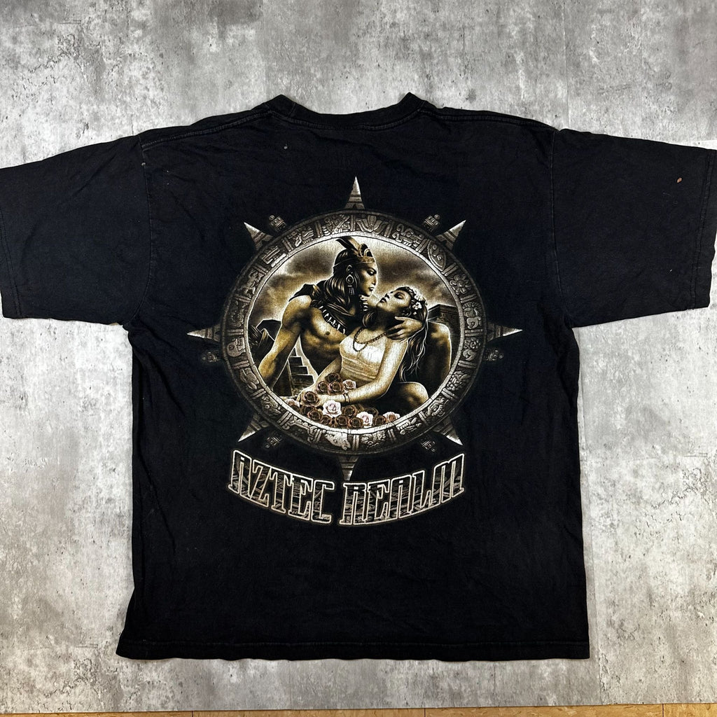 Vintage CH Gold Series Black Aztec Realm Graphic T-Shirt XL 100% Cotton Made In Bangladesh