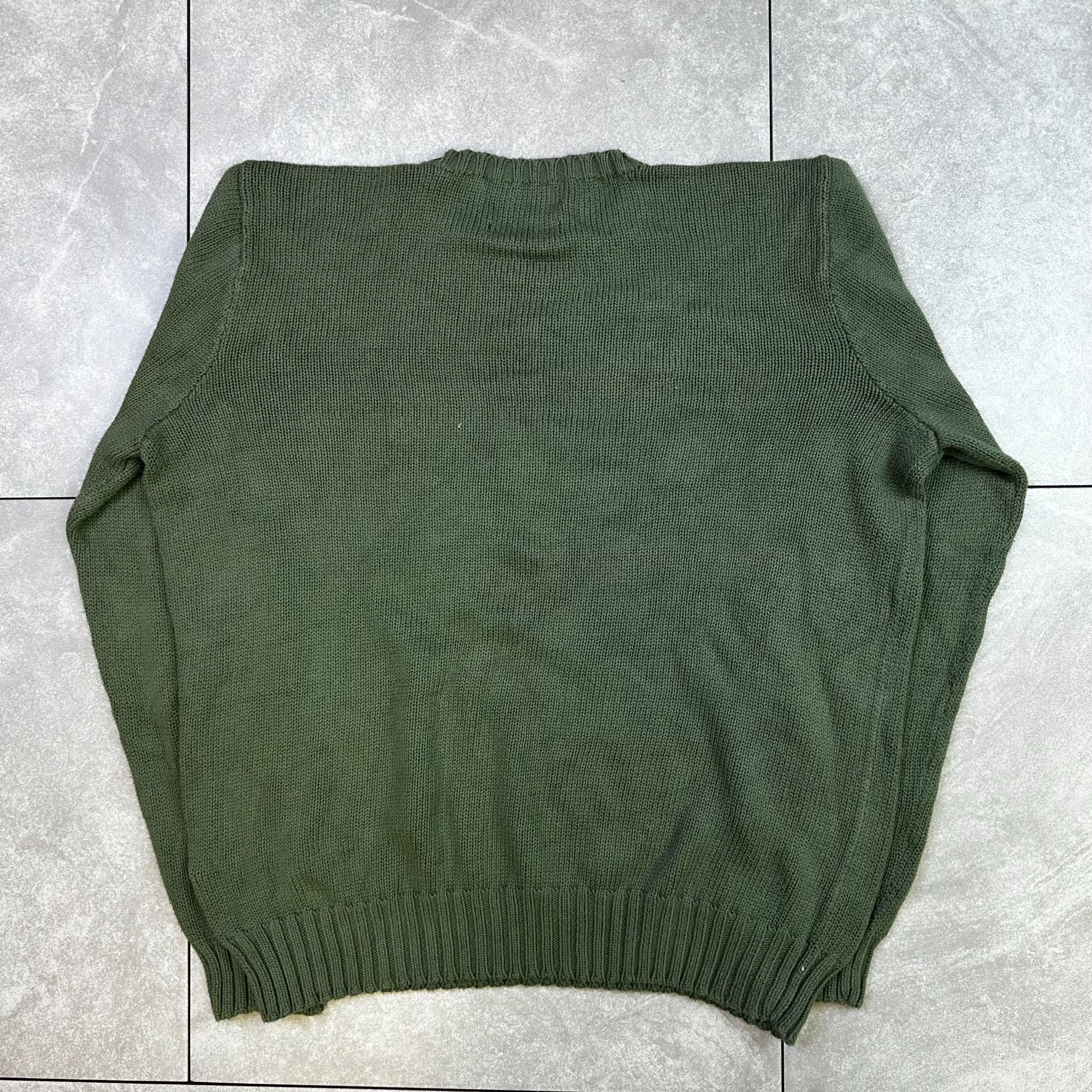 Polo By Ralph Lauren Green Knit Cotton Sweater With Embroidered Logo - Size M